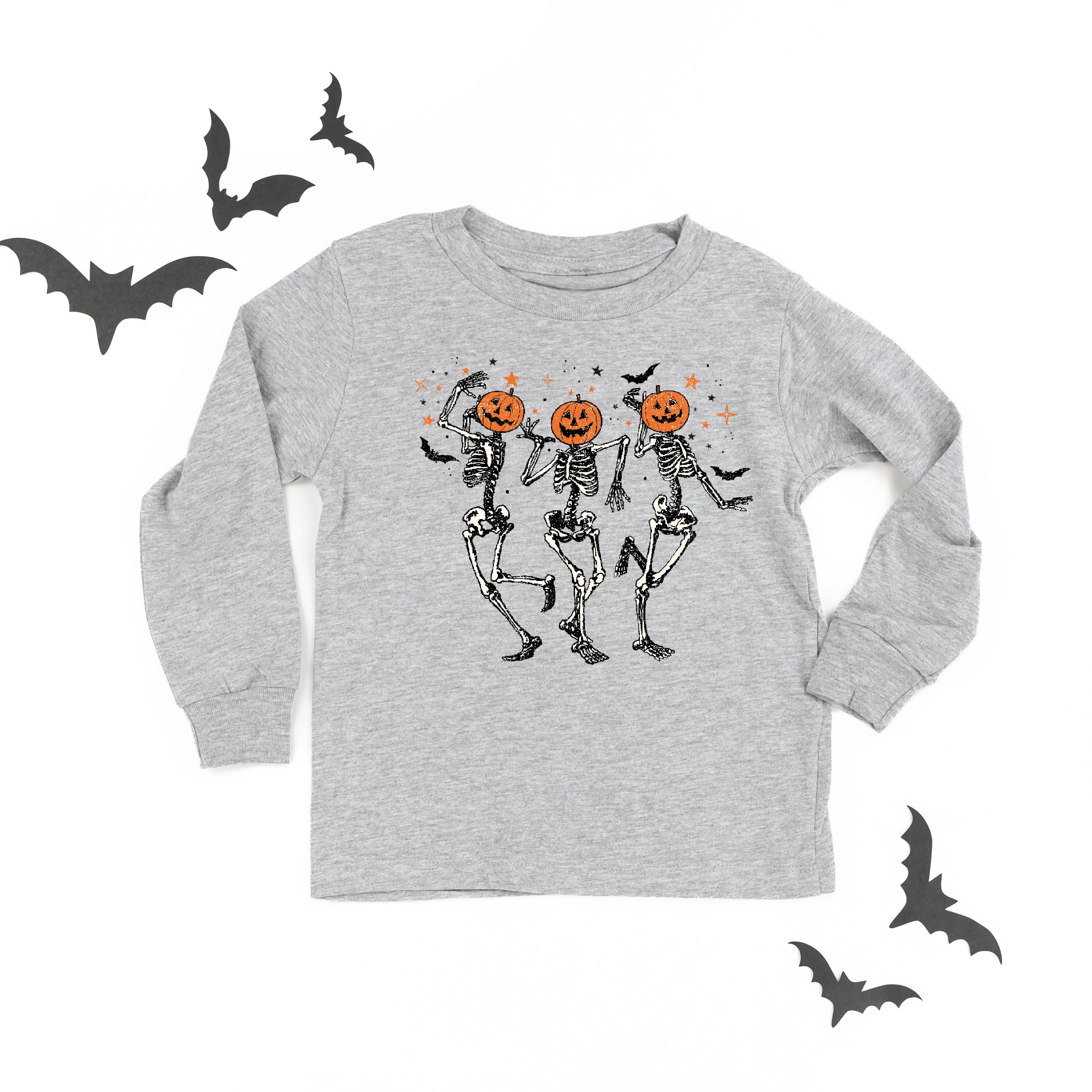 long_sleeve_kids_tees_dancing_skelly_pumpkin_heads_little_mama_shirt_shop