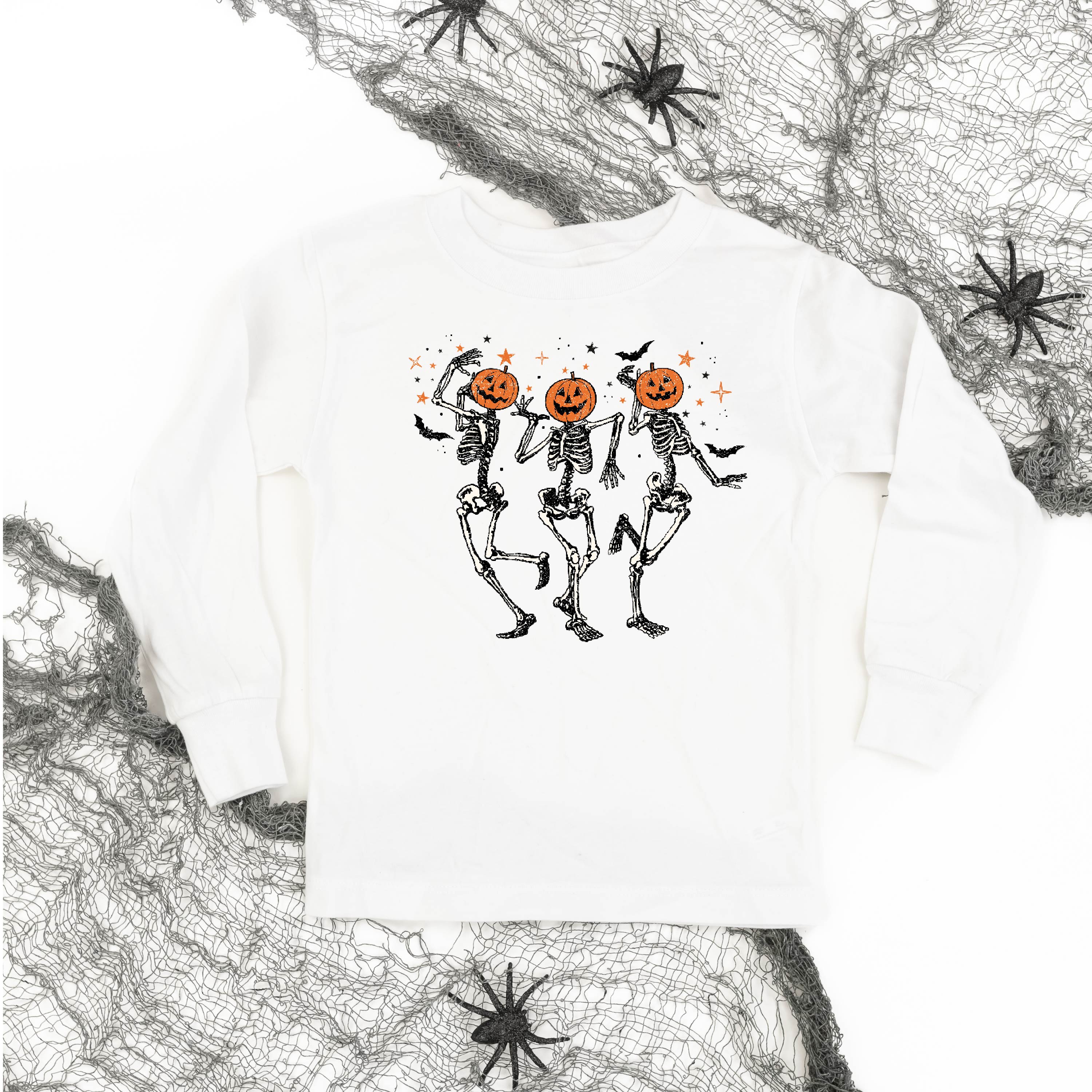 Pumpkin Head Dancing Skellies - Child Long Sleeve Tee Little Mama Shirt Shop