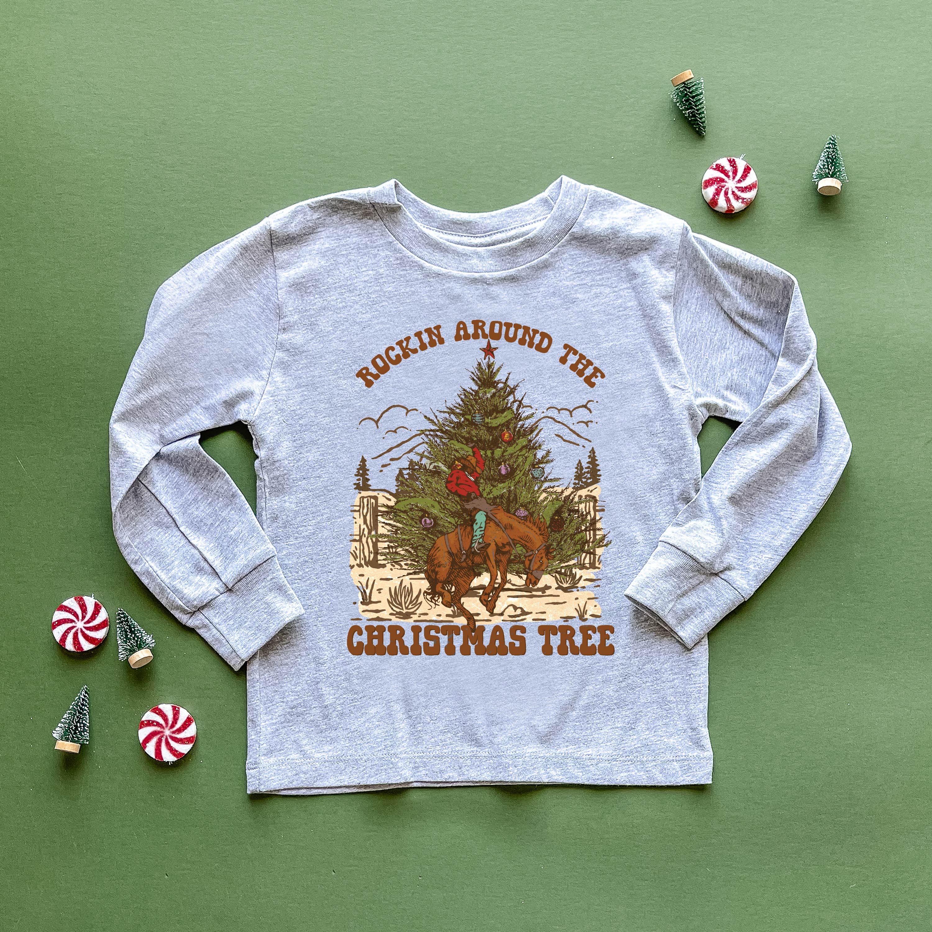 Rockin Around The Christmas Tree - Child LONG SLEEVE Tee Little Mama Shirt Shop