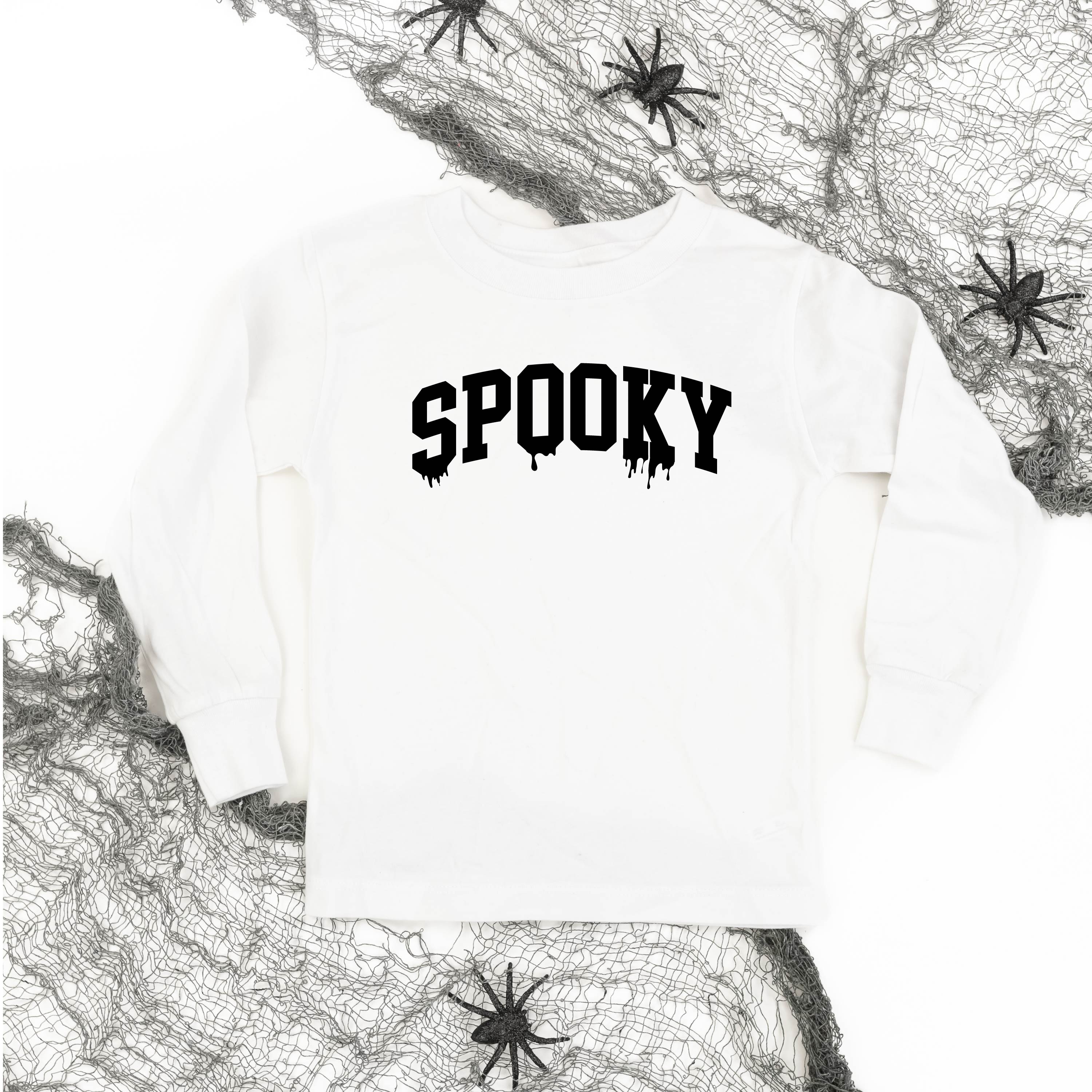 long_sleeve_kids_tees_spooky_drippy_font_little_mama_shirt_shop