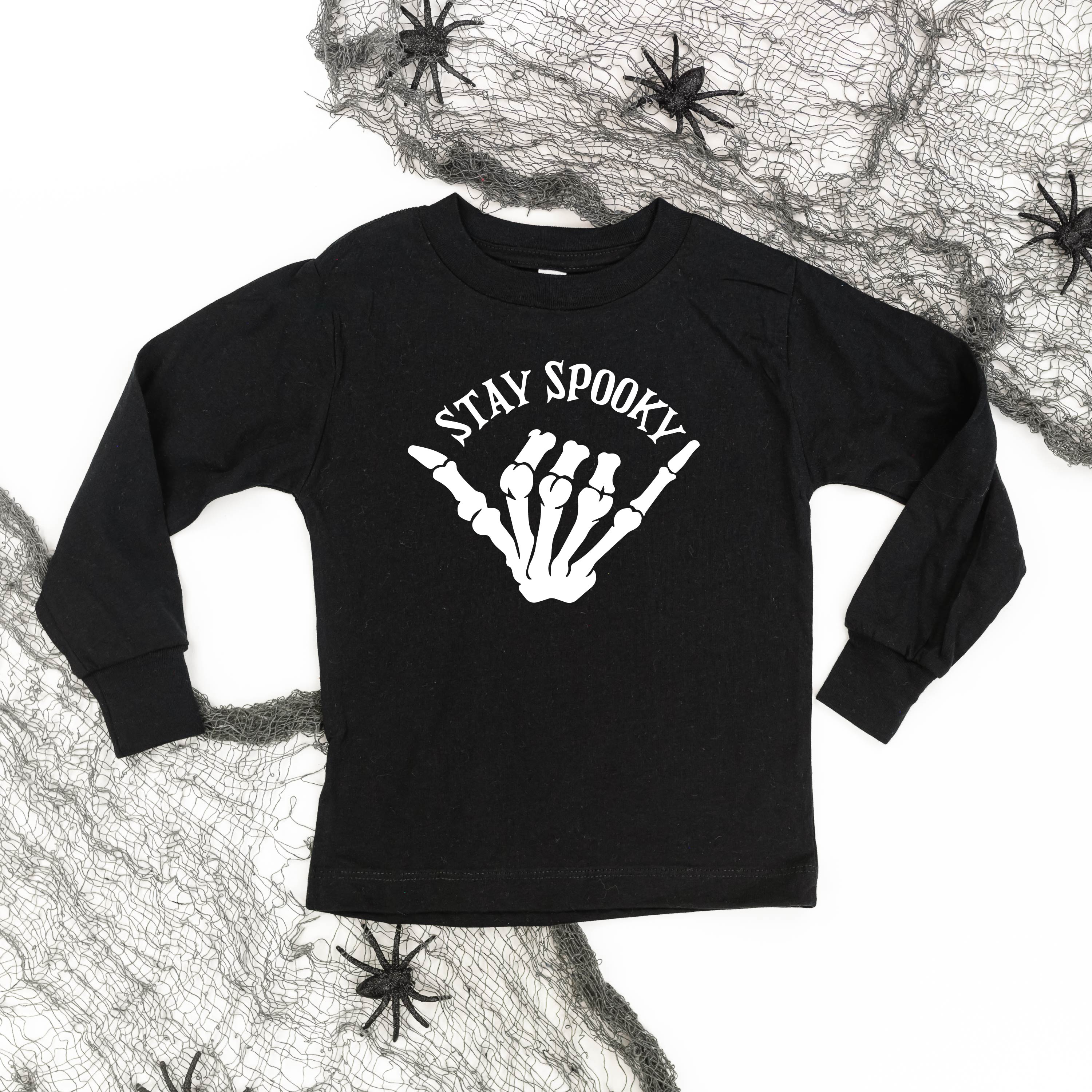 long_sleeve_kids_tees_stay_spooky_skeleton_hand_little_mama_shirt_shop