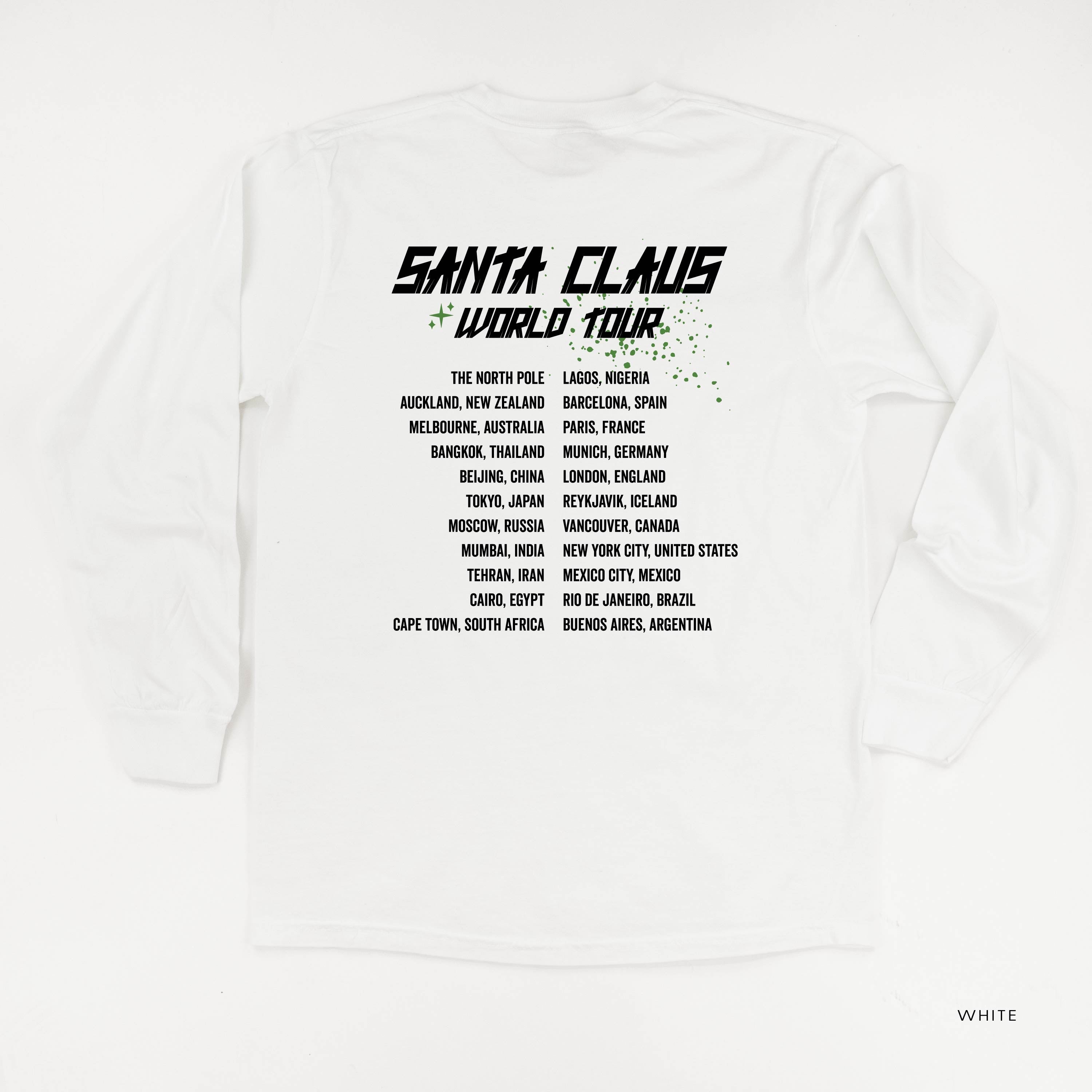 Santa Claus World Tour (f&b) - LONG SLEEVE Comfort Colors Tee Little Mama Shirt Shop