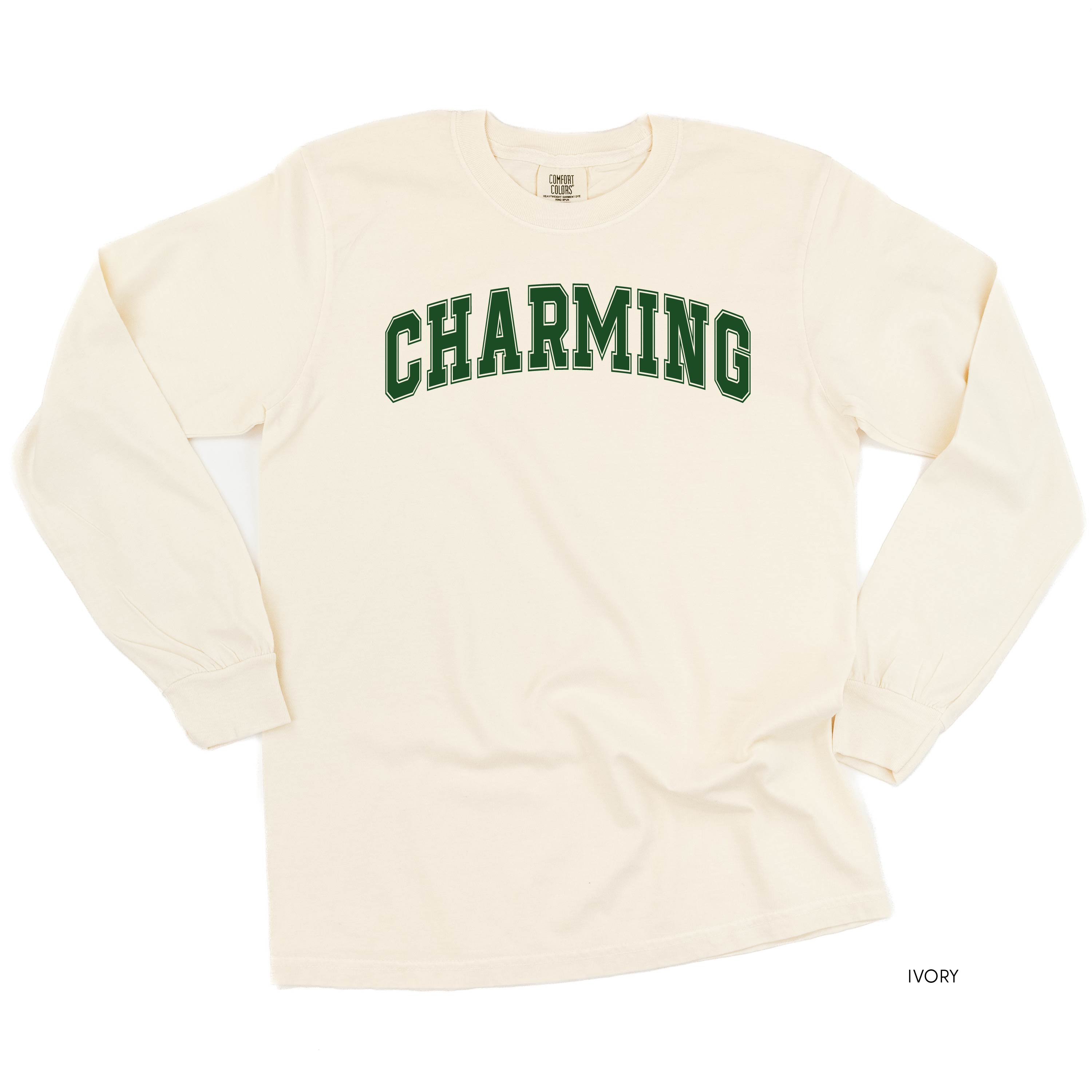 Charming - Varsity Outline - Long Sleeve Comfort Colors Tee Little Mama Shirt Shop