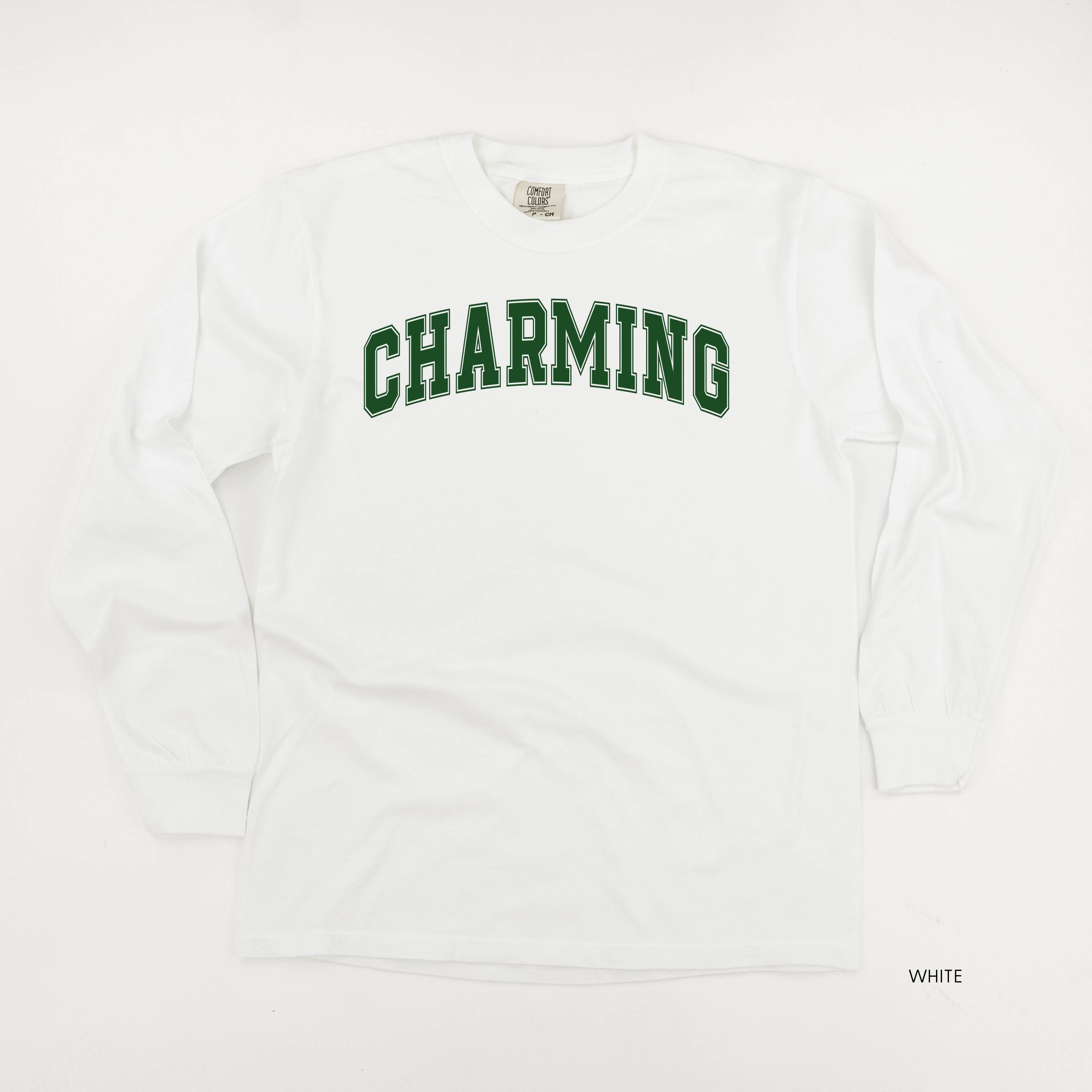 Charming - Varsity Outline - Long Sleeve Comfort Colors Tee Little Mama Shirt Shop