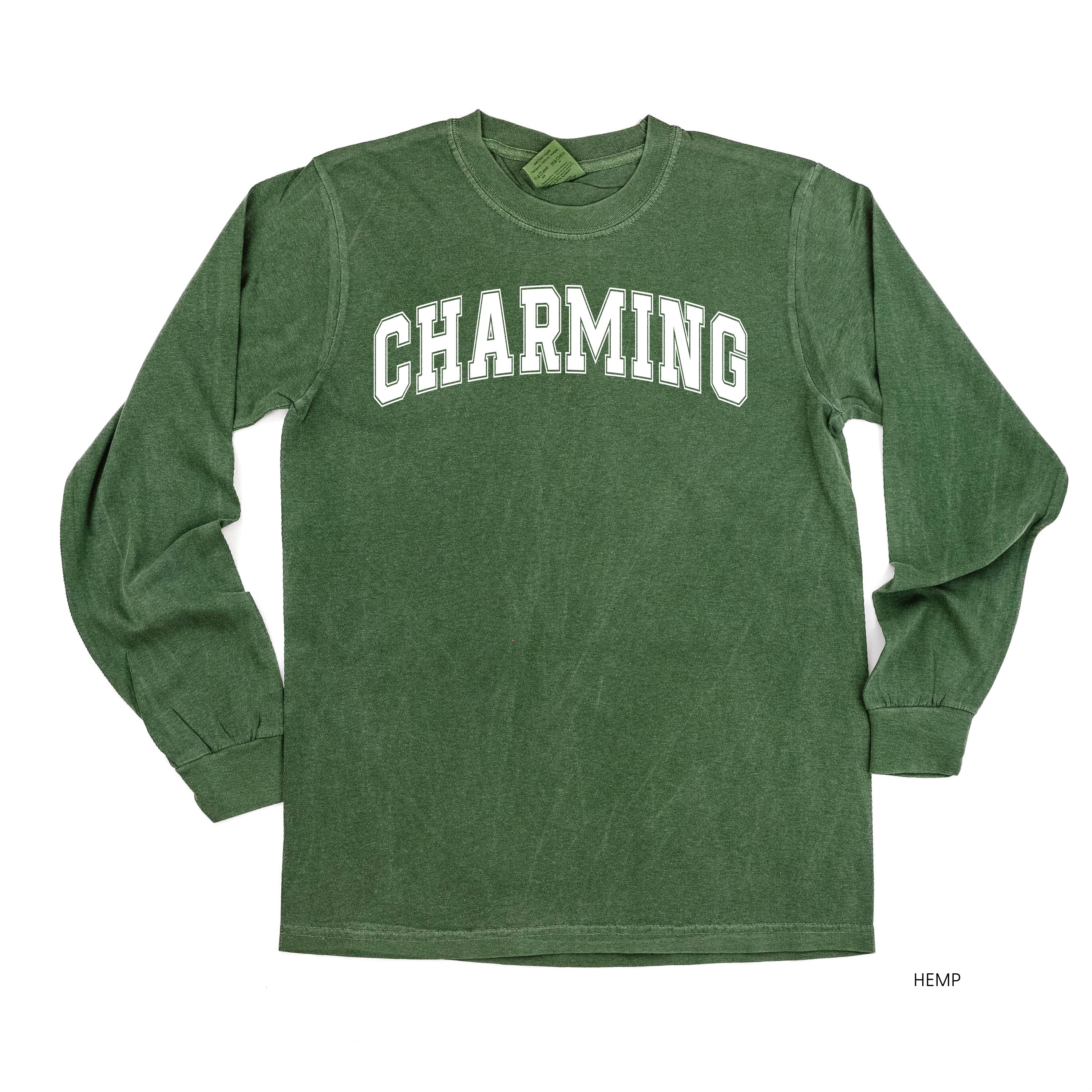 Charming - Varsity Outline - Long Sleeve Comfort Colors Tee Little Mama Shirt Shop