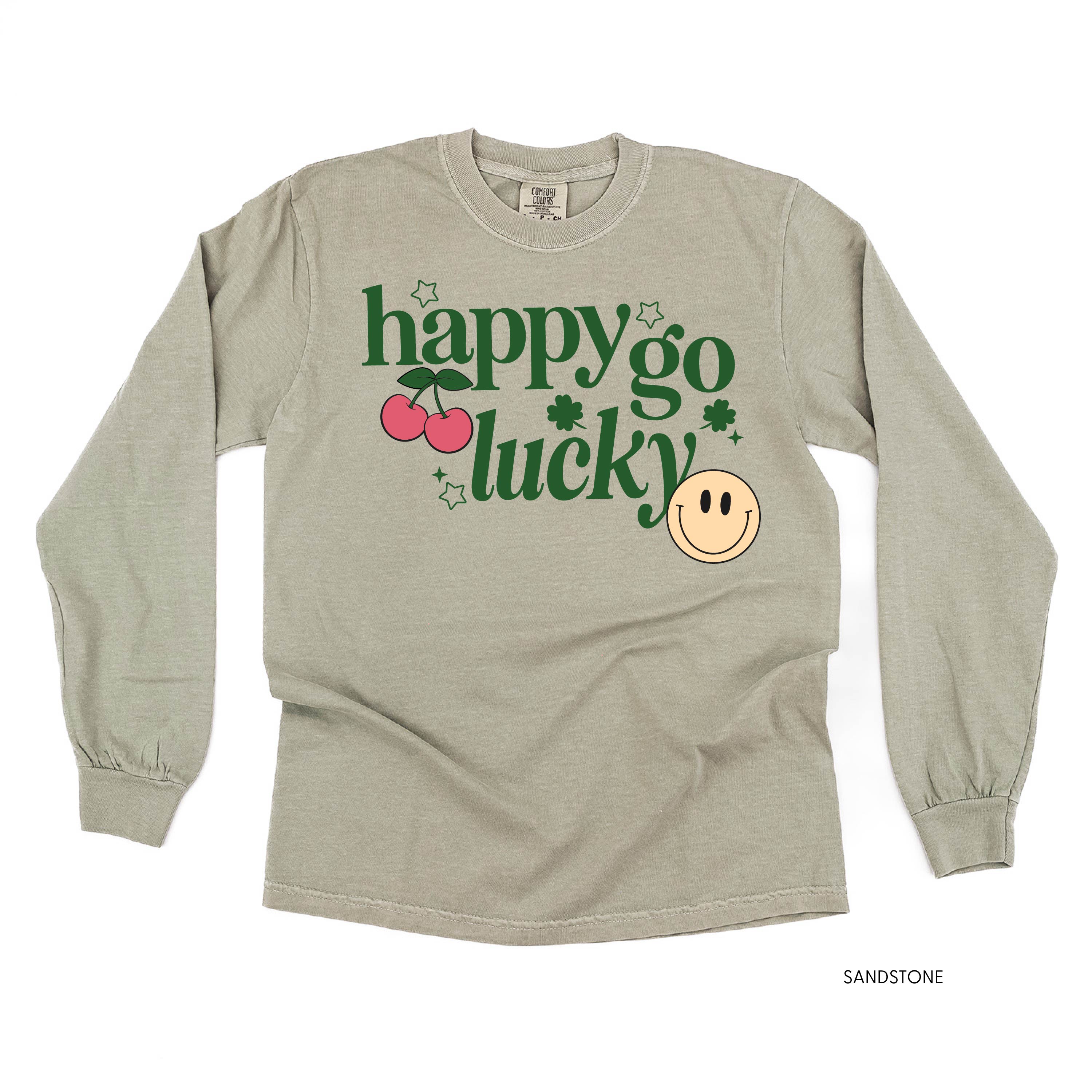 Happy Go Lucky - Long Sleeve Comfort Colors Tee Little Mama Shirt Shop