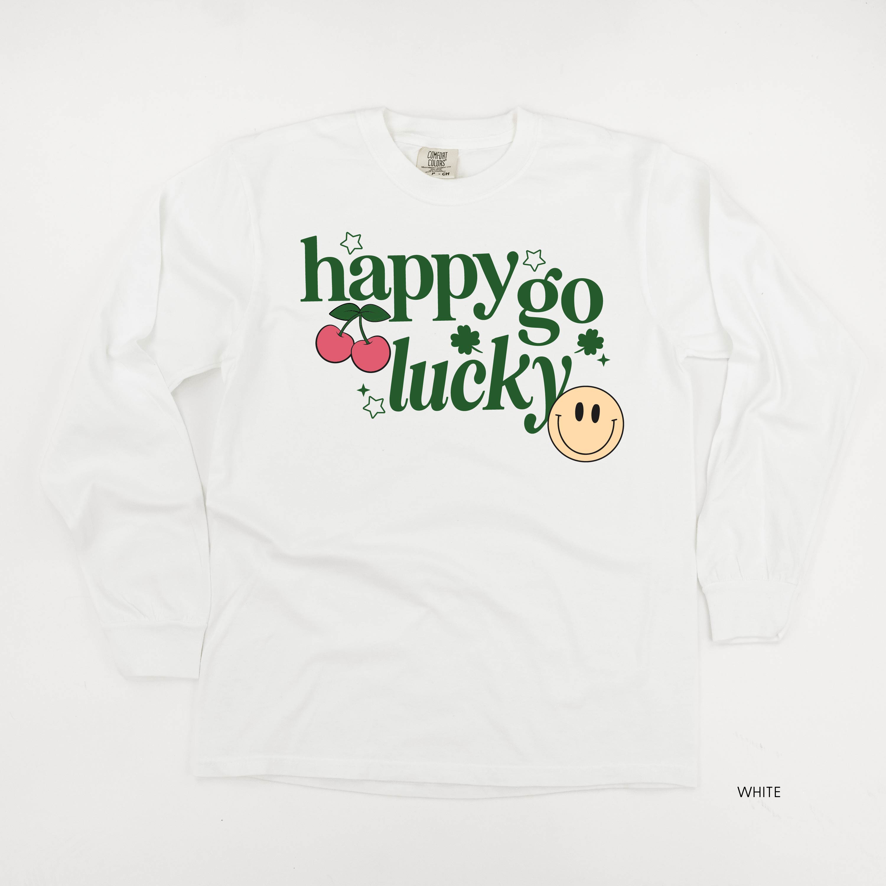 Happy Go Lucky - Long Sleeve Comfort Colors Tee Little Mama Shirt Shop