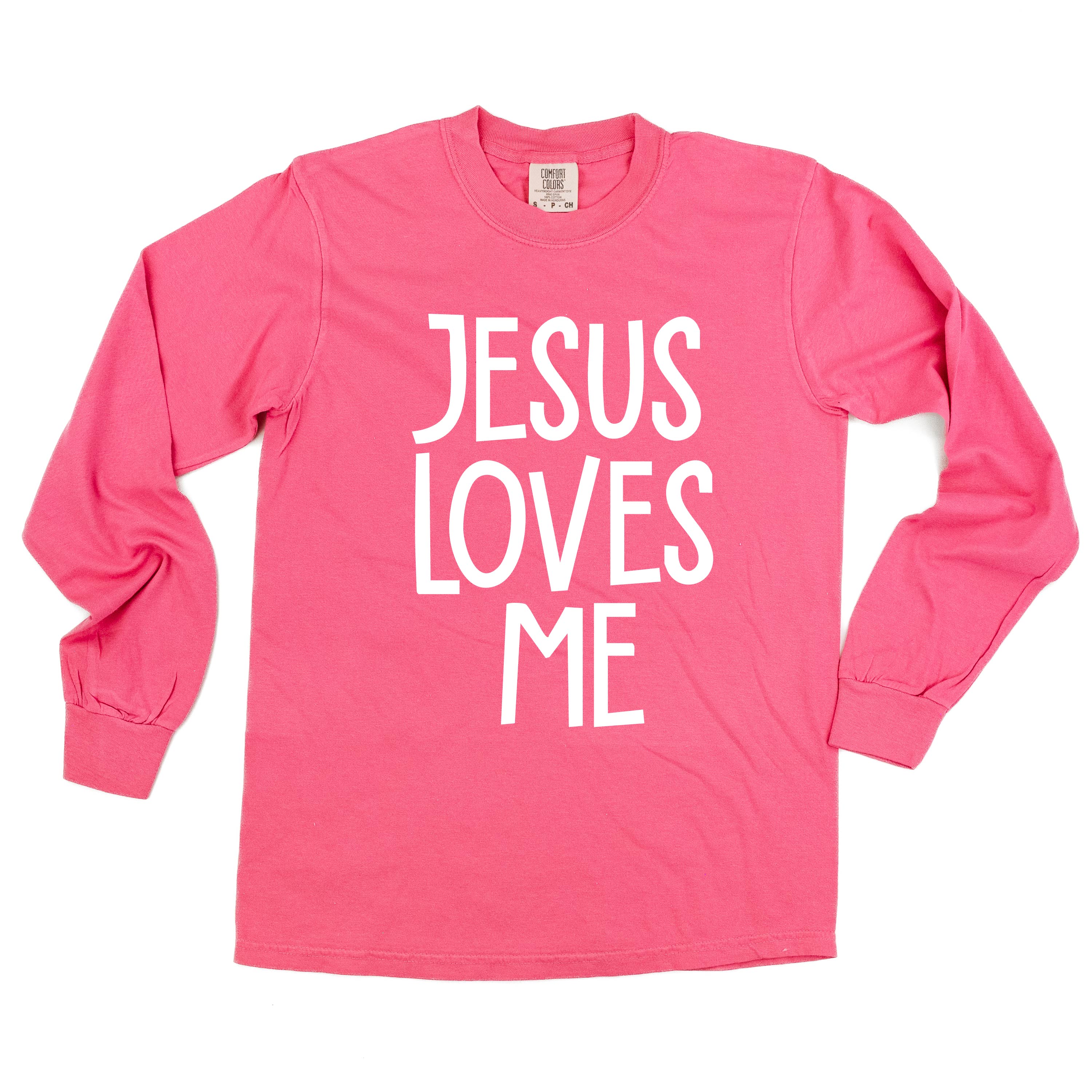Jesus Loves Me (2025) - LONG SLEEVE Comfort Colors Tee Little Mama Shirt Shop