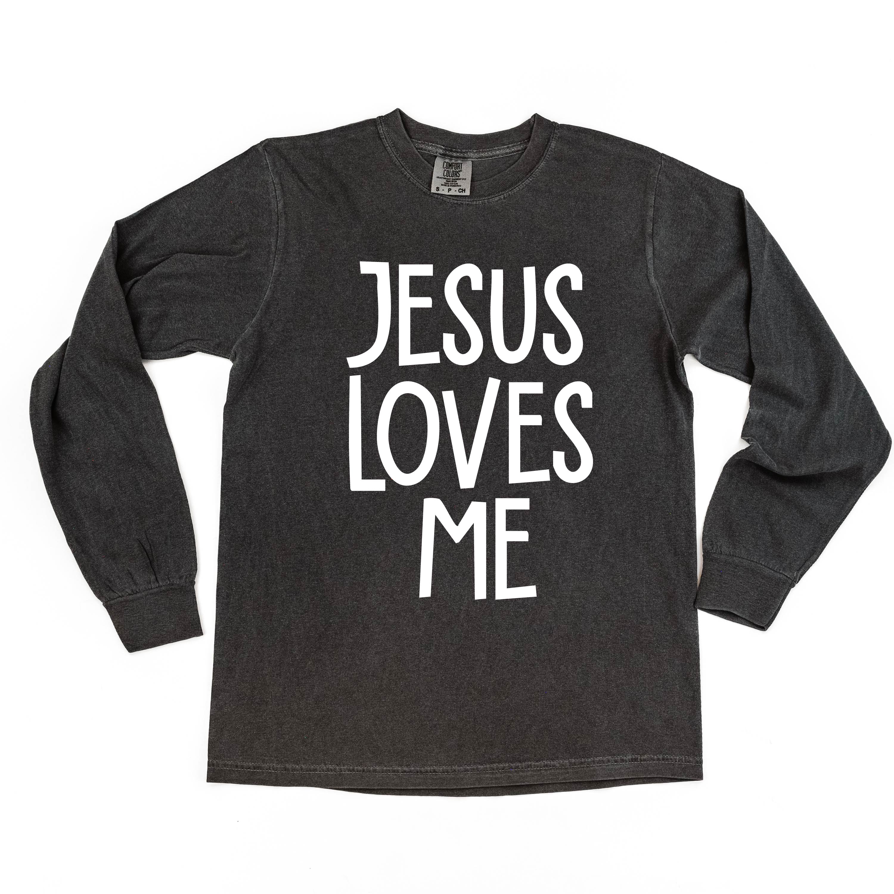 Jesus Loves Me (2025) - LONG SLEEVE Comfort Colors Tee Little Mama Shirt Shop