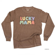 Bubble Letters & Stars Lucky Mama - Long Sleeve Comfort Colors Tee Little Mama Shirt Shop