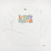 Bubble Letters & Stars Lucky Mama - Long Sleeve Comfort Colors Tee Little Mama Shirt Shop
