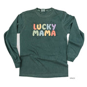 Bubble Letters & Stars Lucky Mama - Long Sleeve Comfort Colors Tee Little Mama Shirt Shop