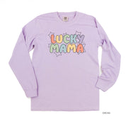 Bubble Letters & Stars Lucky Mama - Long Sleeve Comfort Colors Tee Little Mama Shirt Shop