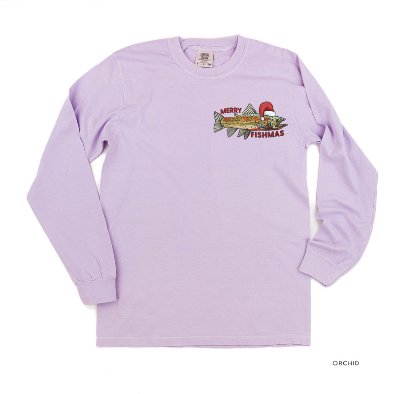 Merry Fishmas (pocket) - LONG SLEEVE Comfort Colors Tee