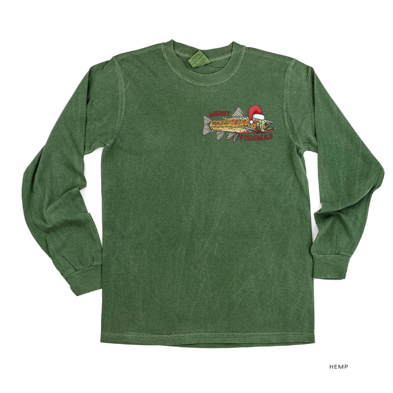 Merry Fishmas (pocket) - LONG SLEEVE Comfort Colors Tee