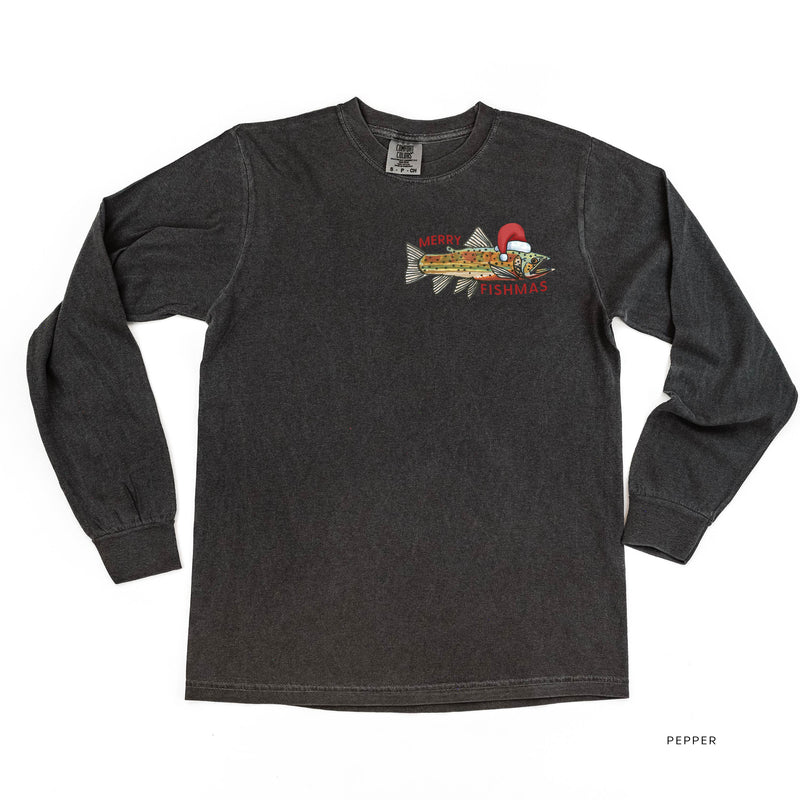 Merry Fishmas (pocket) - LONG SLEEVE Comfort Colors Tee