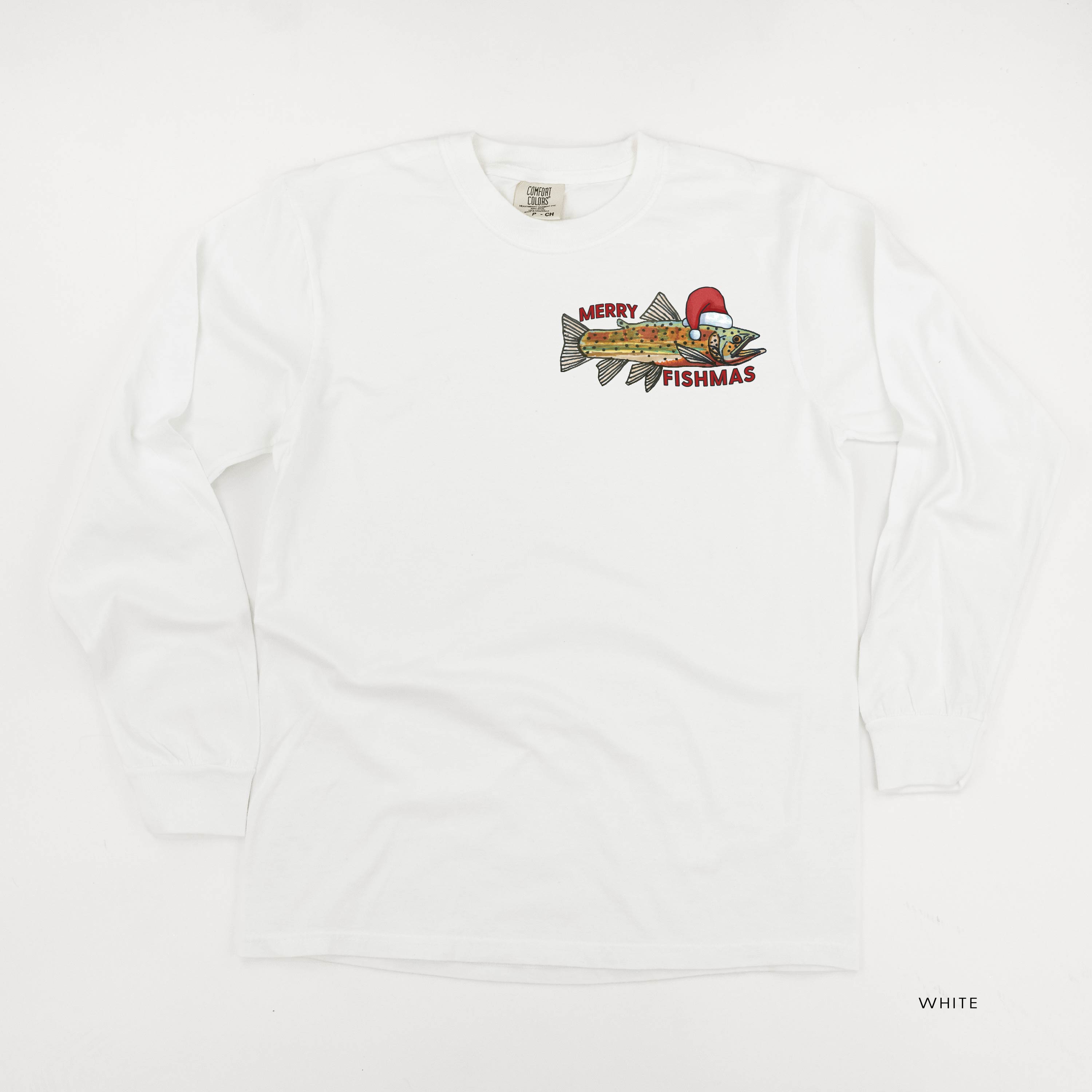 Merry Fishmas (pocket) - LONG SLEEVE Comfort Colors Tee Little Mama Shirt Shop