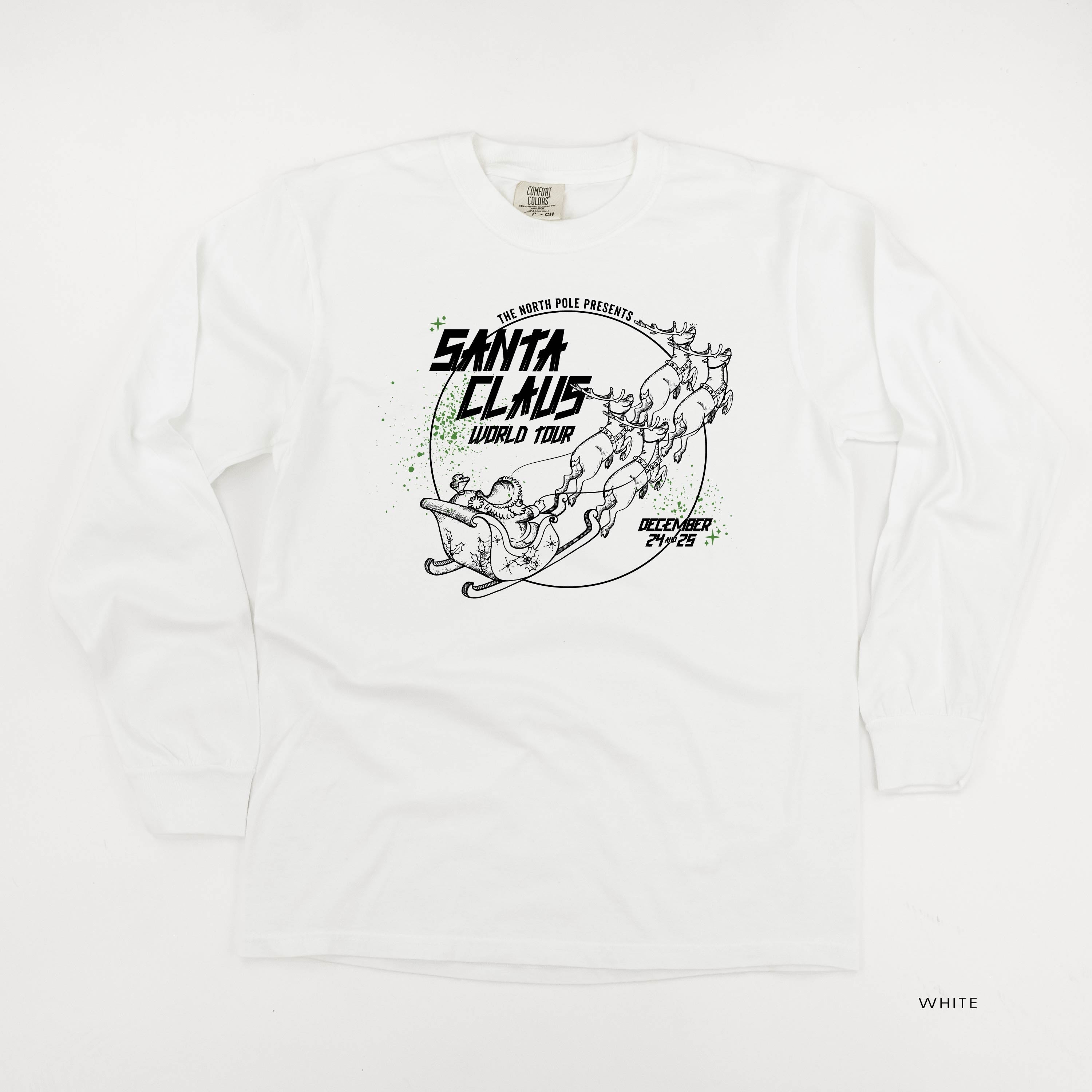 Santa Claus World Tour (f&b) - LONG SLEEVE Comfort Colors Tee Little Mama Shirt Shop