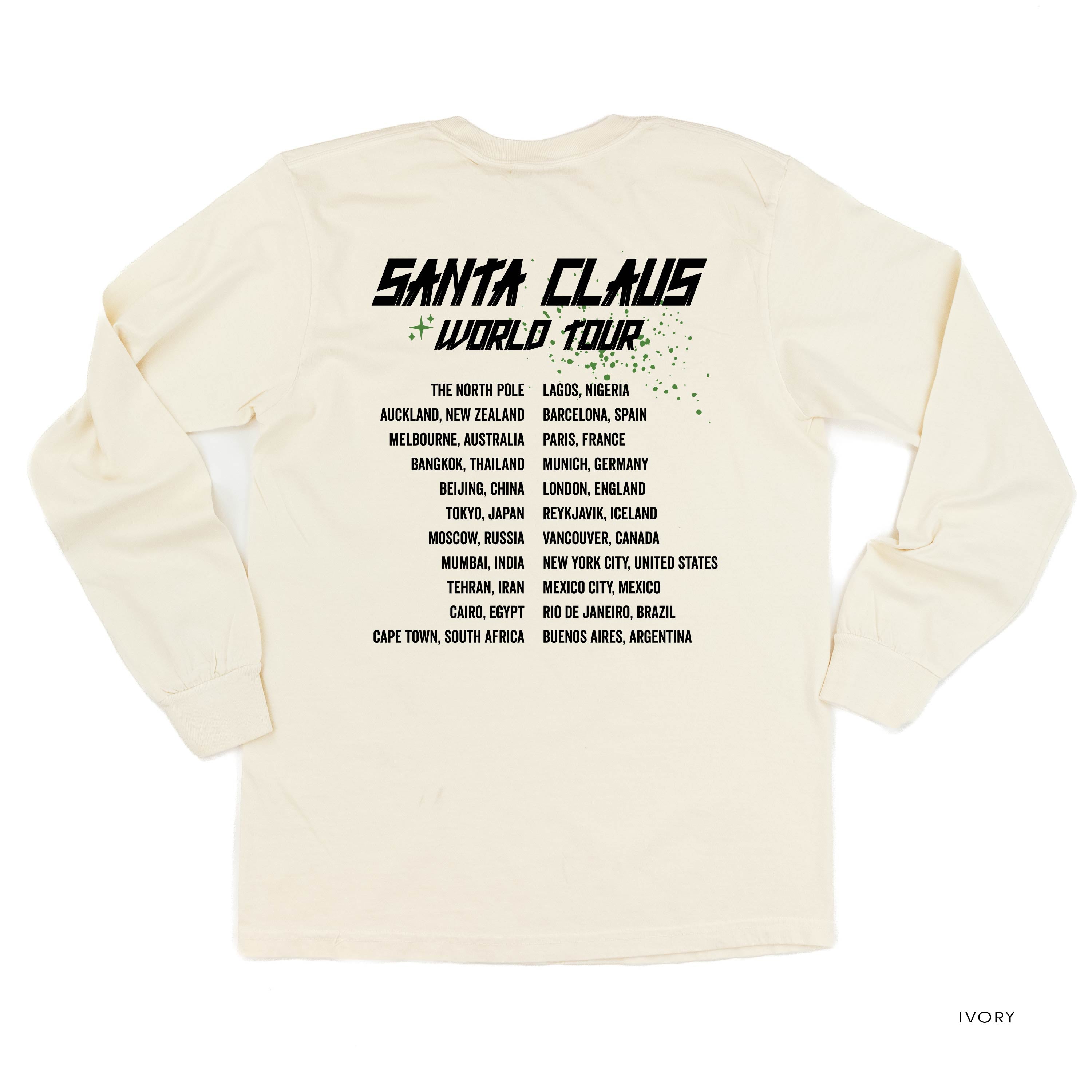 Santa Claus World Tour (f&b) - LONG SLEEVE Comfort Colors Tee Little Mama Shirt Shop
