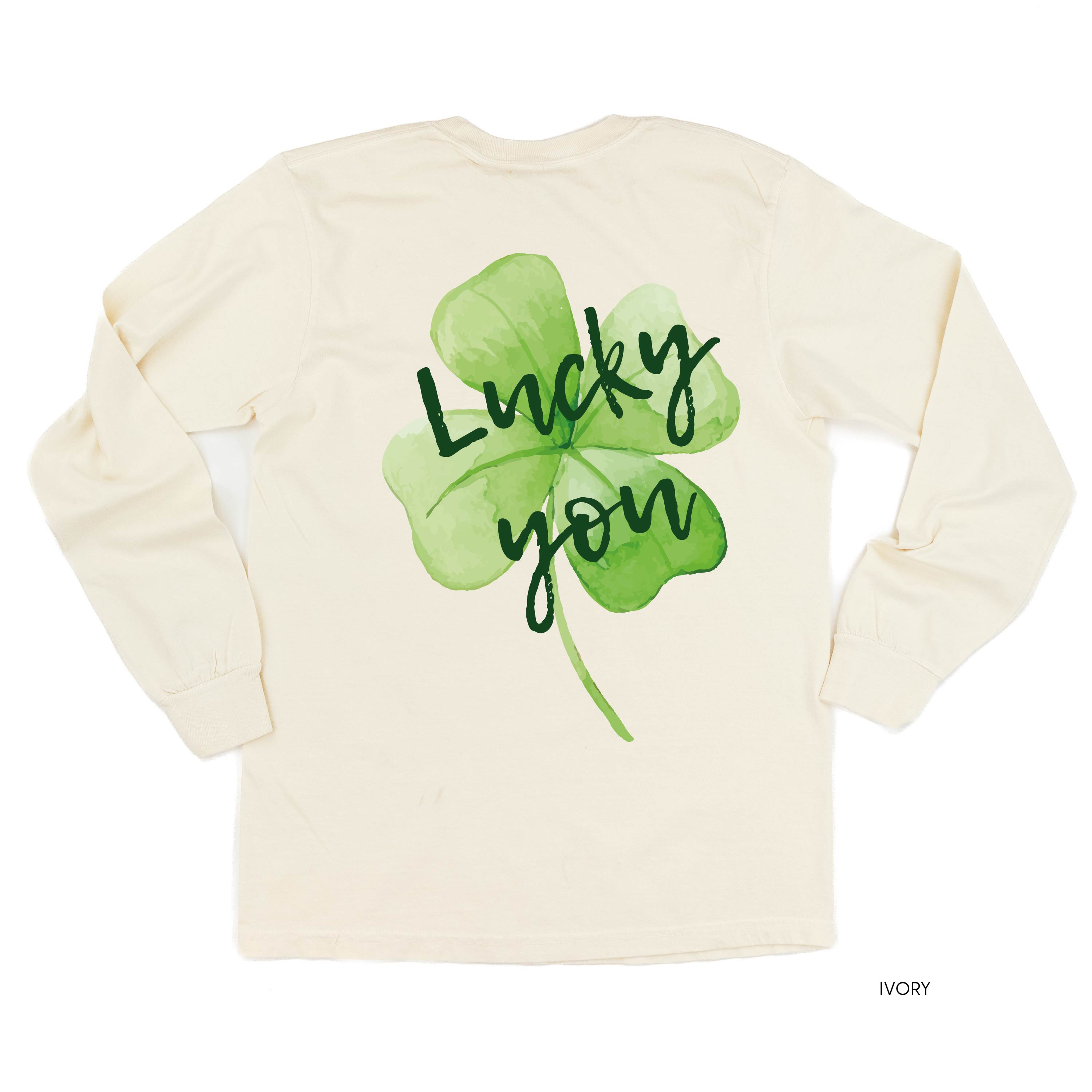 Watercolor Lucky You (pf&b) - LONG SLEEVE Comfort Colors Tee Little Mama Shirt Shop
