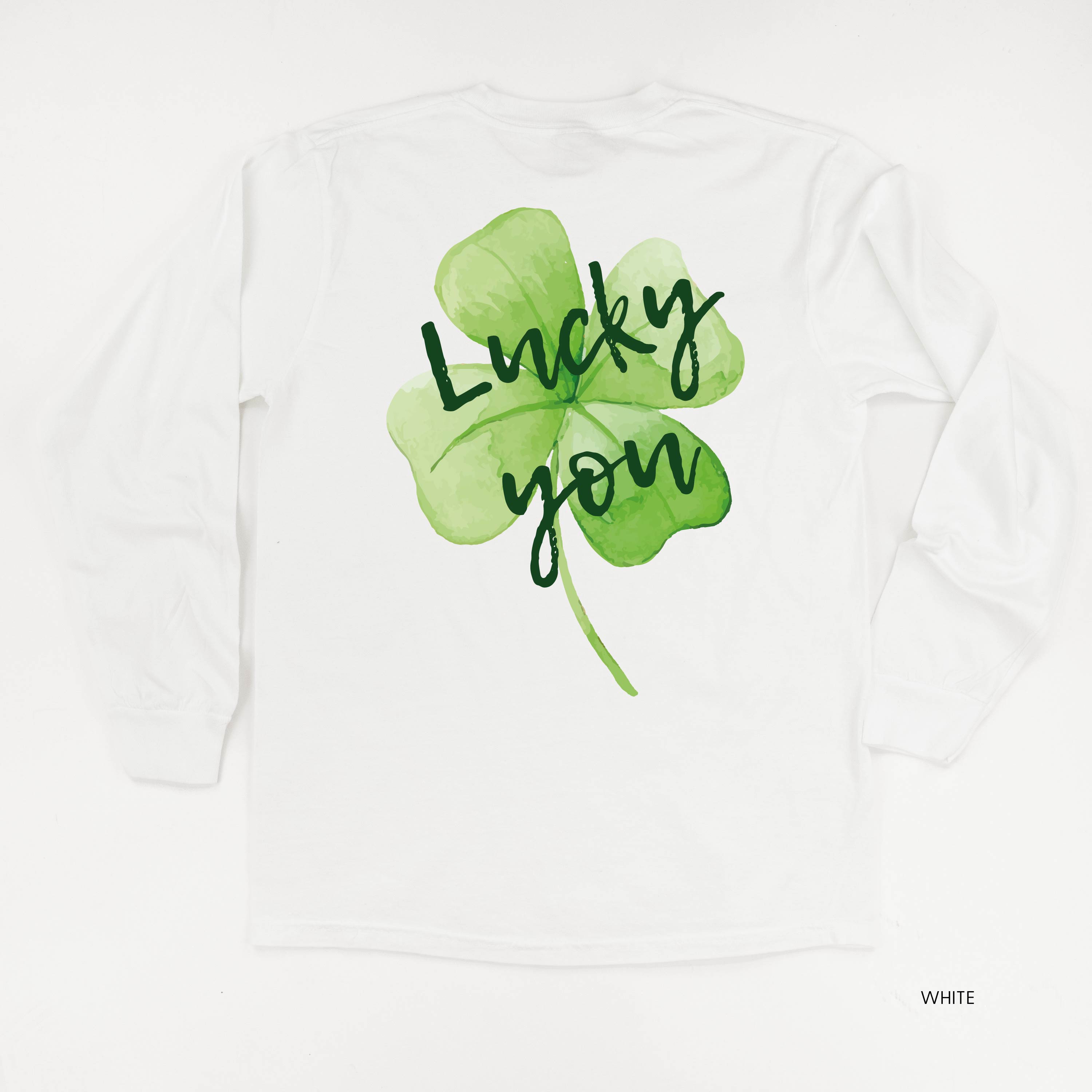 Watercolor Lucky You (pf&b) - LONG SLEEVE Comfort Colors Tee Little Mama Shirt Shop