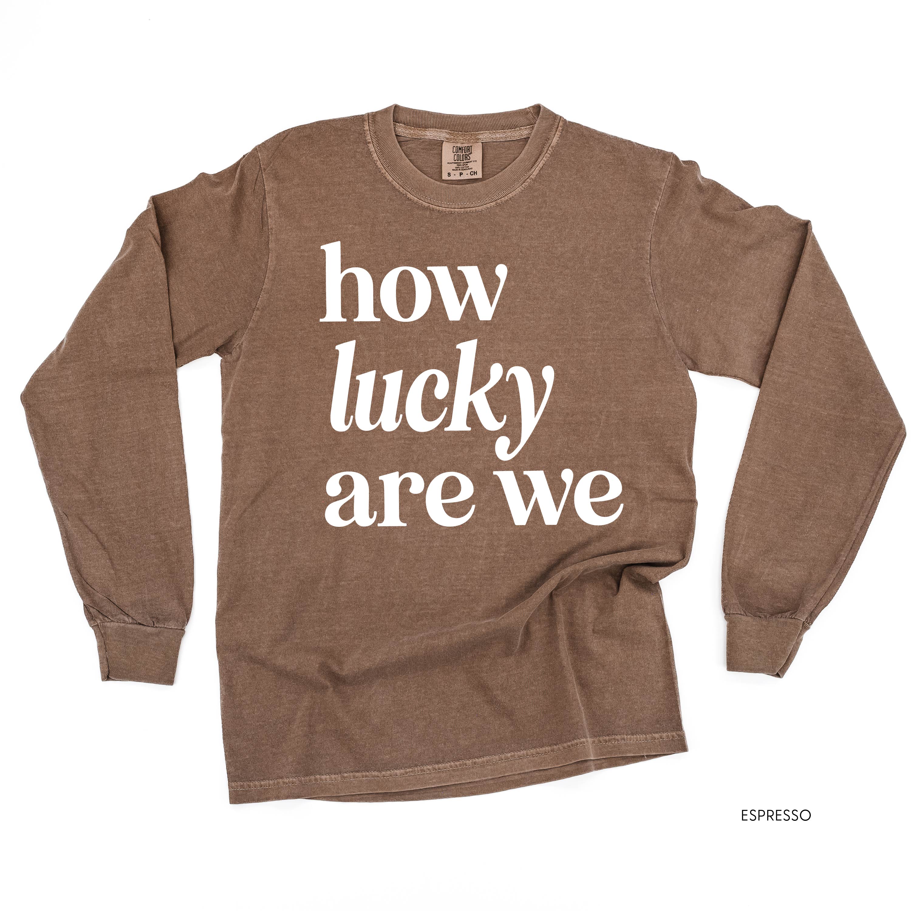 How Lucky Are We - Long Sleeve Comfort Colors Tee Little Mama Shirt Shop