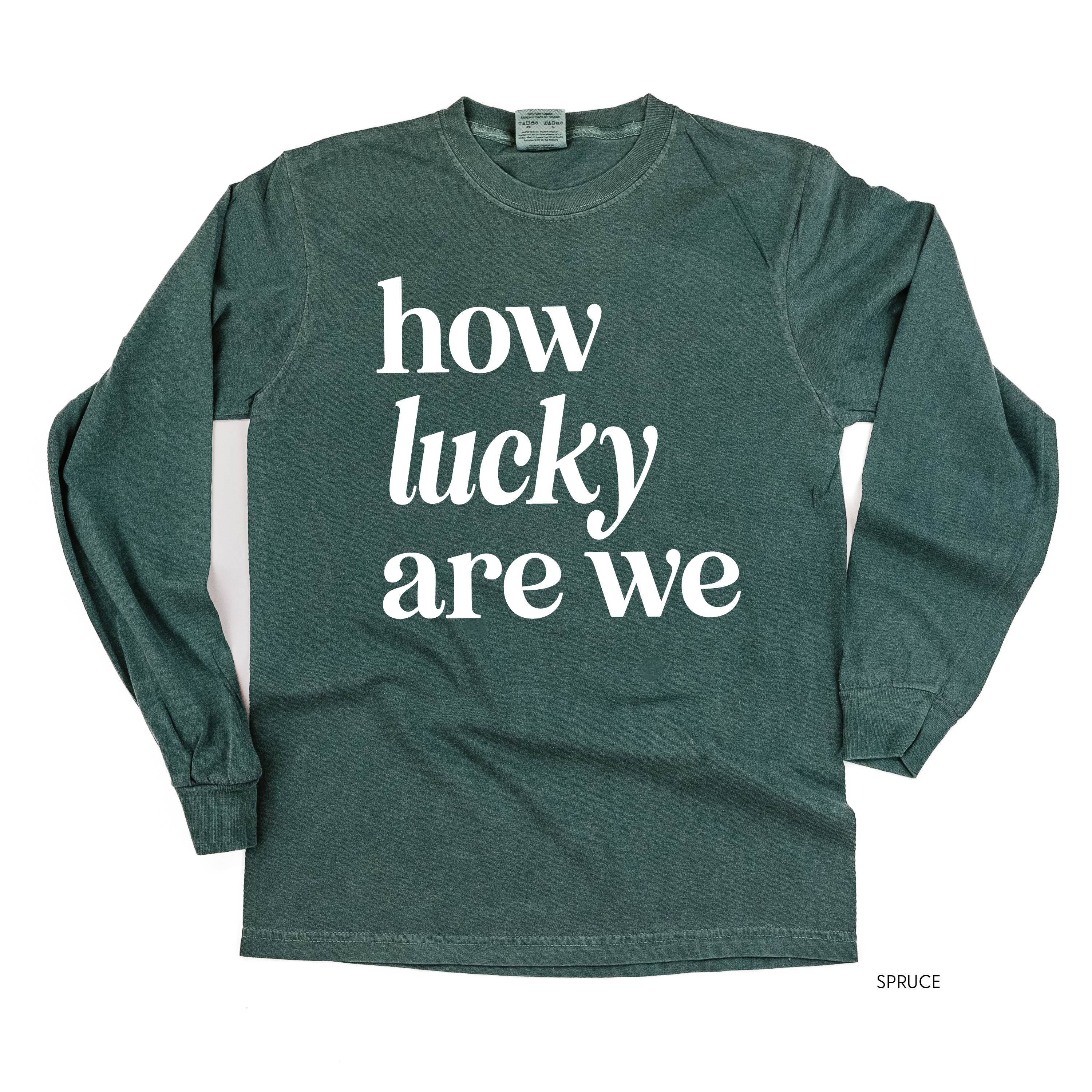 How Lucky Are We - Long Sleeve Comfort Colors Tee Little Mama Shirt Shop