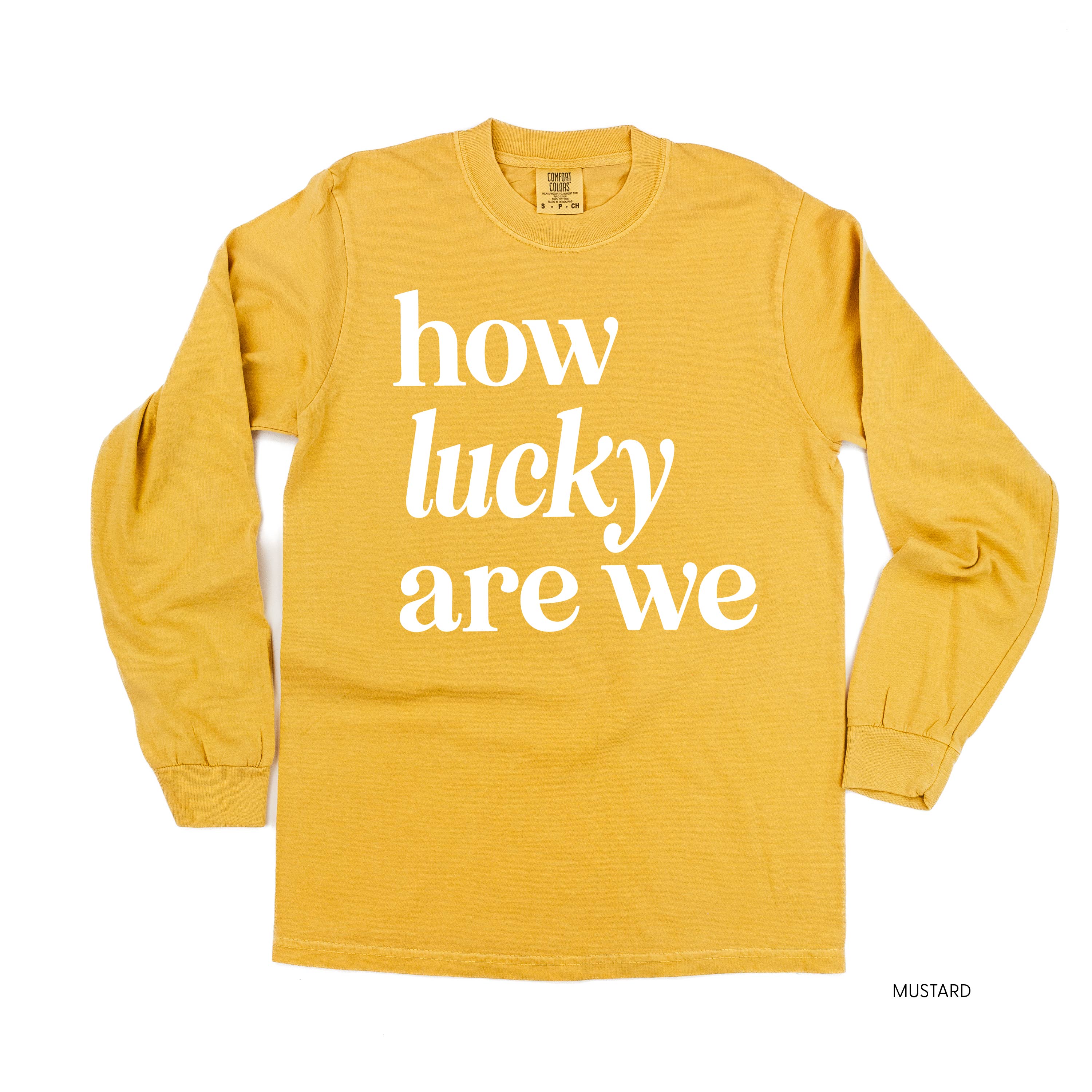 How Lucky Are We - Long Sleeve Comfort Colors Tee Little Mama Shirt Shop