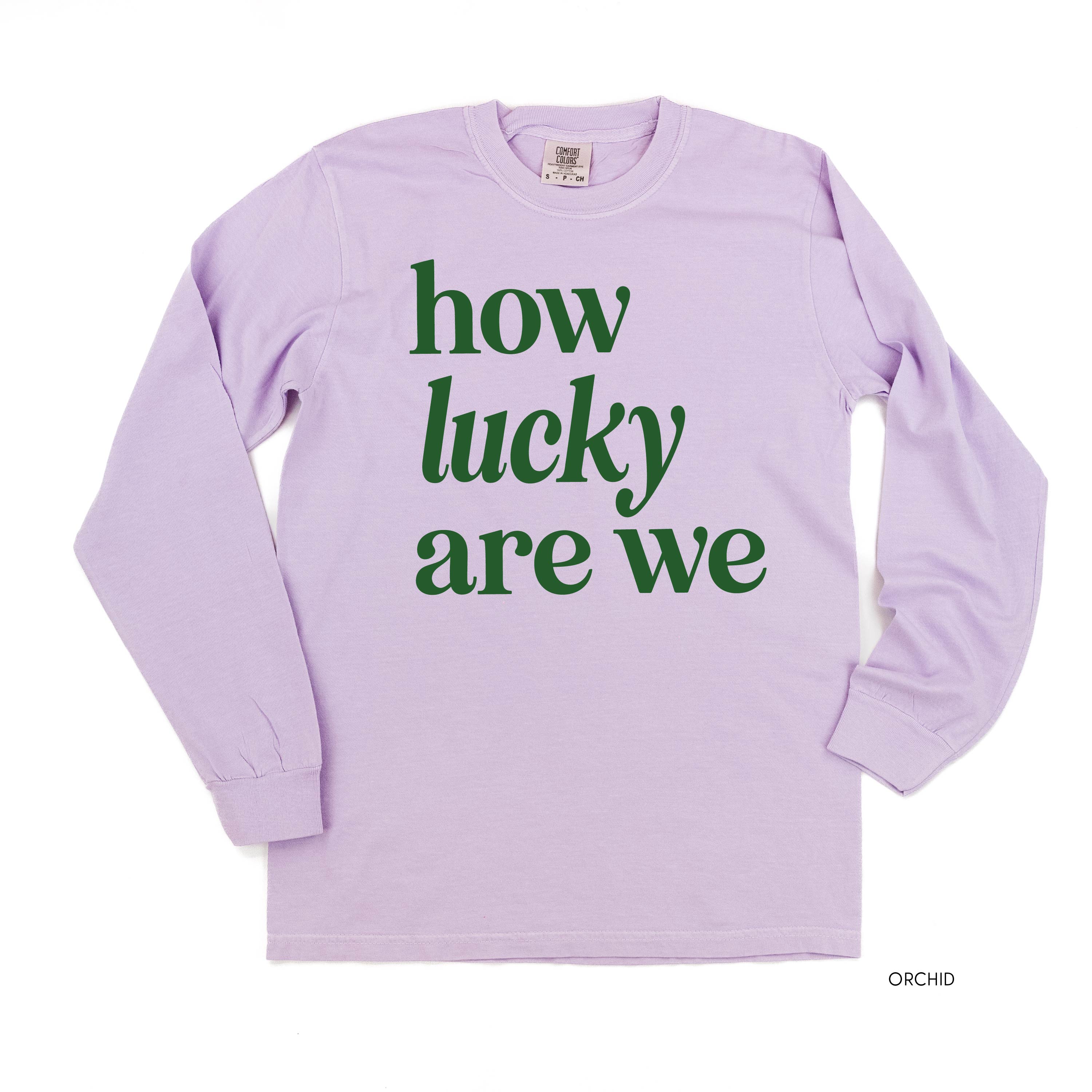 How Lucky Are We - Long Sleeve Comfort Colors Tee Little Mama Shirt Shop