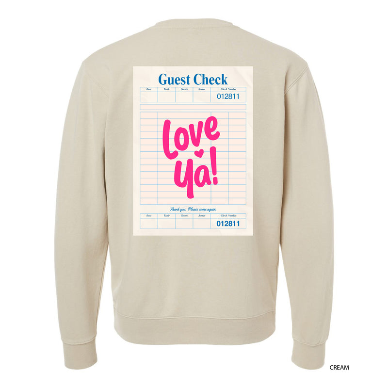 Love Ya! Guest Check - Embroidered/Printed (pf&b) - PIGMENT Crewneck