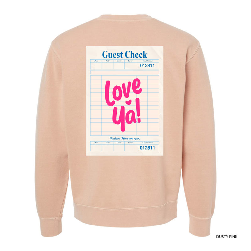 Love Ya! Guest Check - Embroidered/Printed (pf&b) - PIGMENT Crewneck