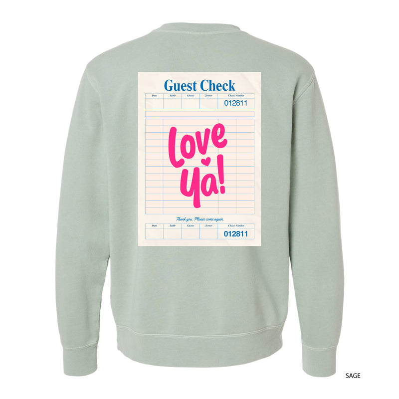 Love Ya! Guest Check - Embroidered/Printed (pf&b) - PIGMENT Crewneck