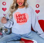 Jasmine Rae Hair Co x LMSS - Love Your Heart - BASIC Fleece Little Mama Shirt Shop LLC