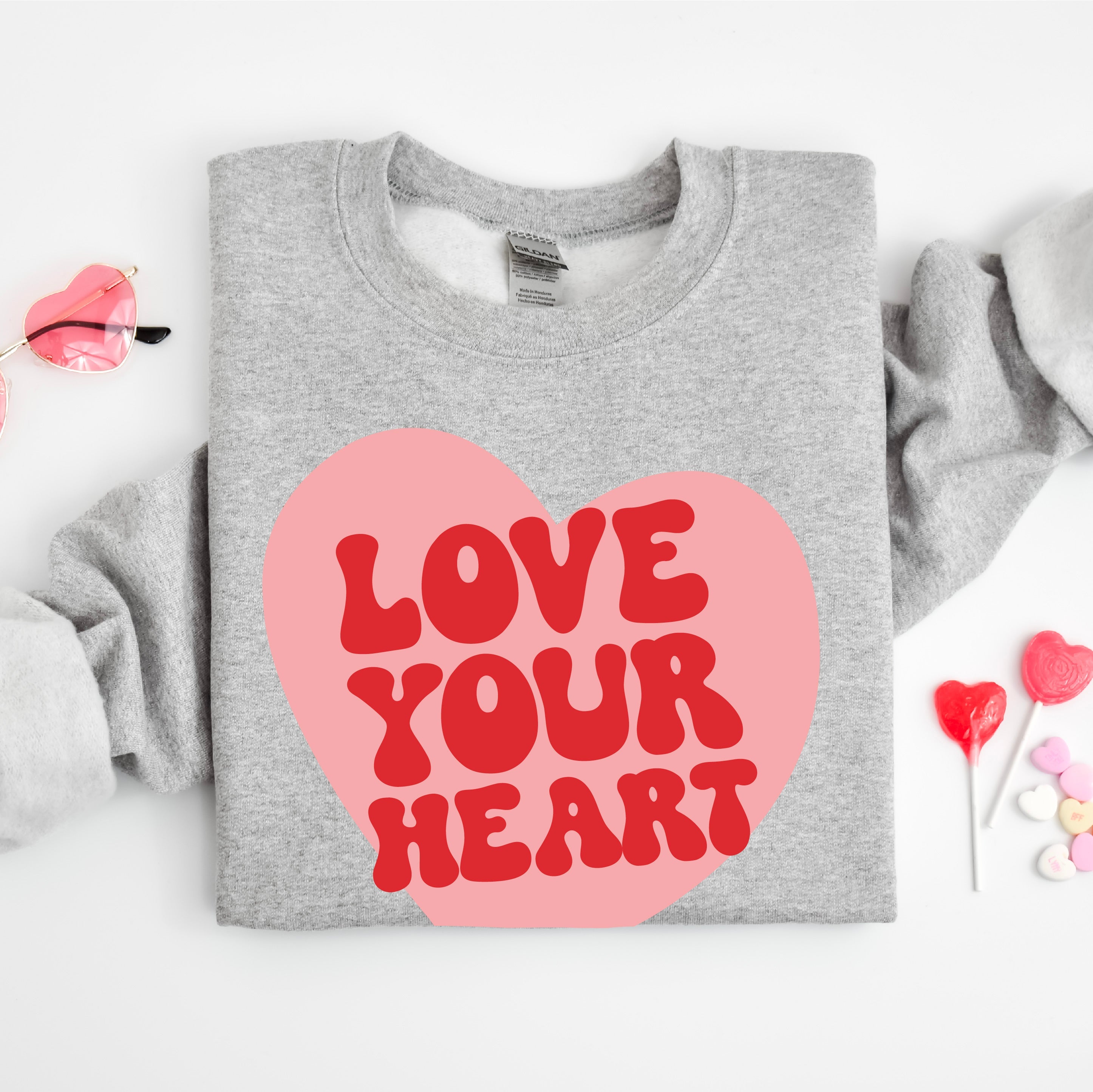 Jasmine Rae Hair Co x LMSS - Love Your Heart - BASIC Fleece Little Mama Shirt Shop LLC