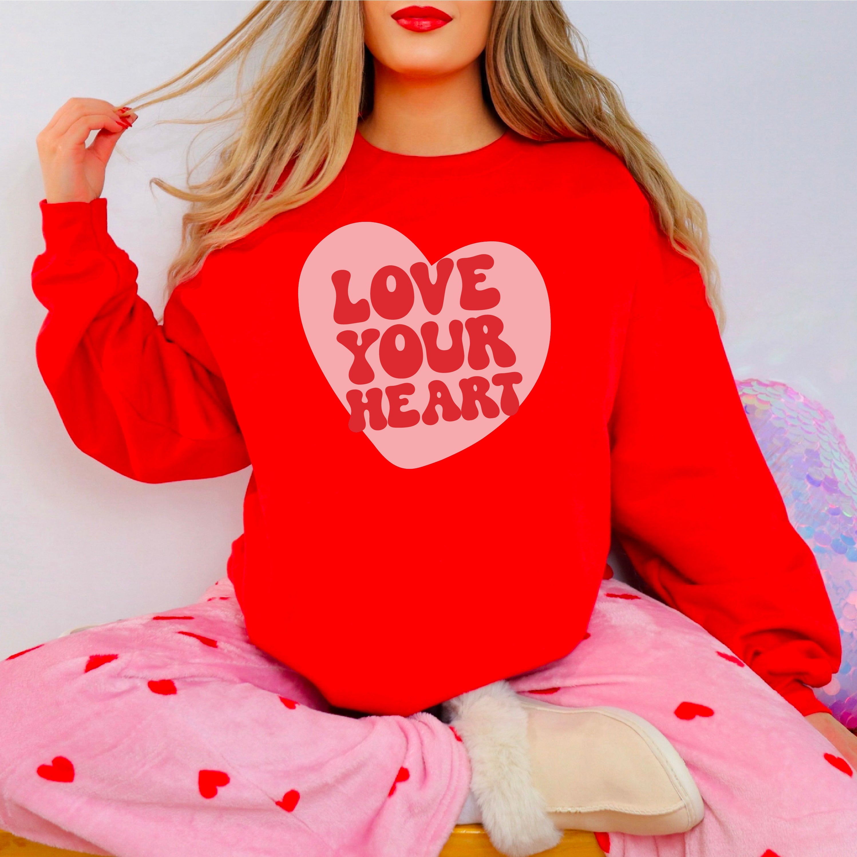 Jasmine Rae Hair Co x LMSS - Love Your Heart - BASIC Fleece Little Mama Shirt Shop LLC