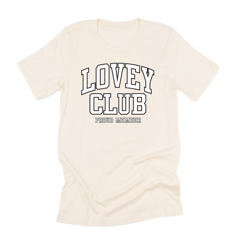 Varsity Style - LOVEY Club - Proud Member - Unisex Tee