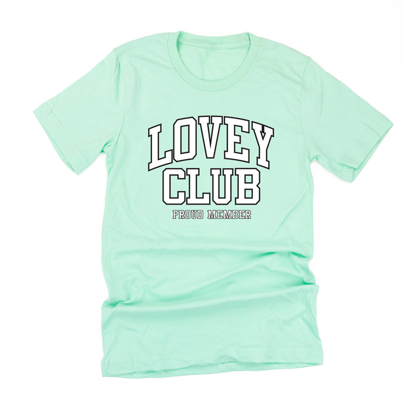 Varsity Style - LOVEY Club - Proud Member - Unisex Tee