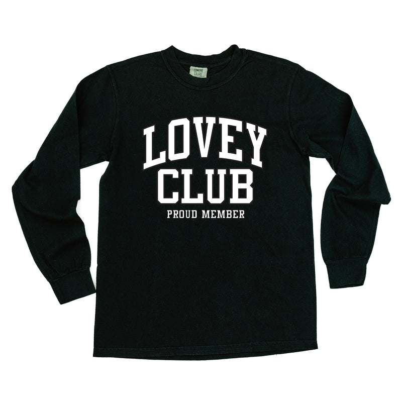 Varsity Style - LOVEY Club - Proud Member - LONG SLEEVE COMFORT COLORS TEE