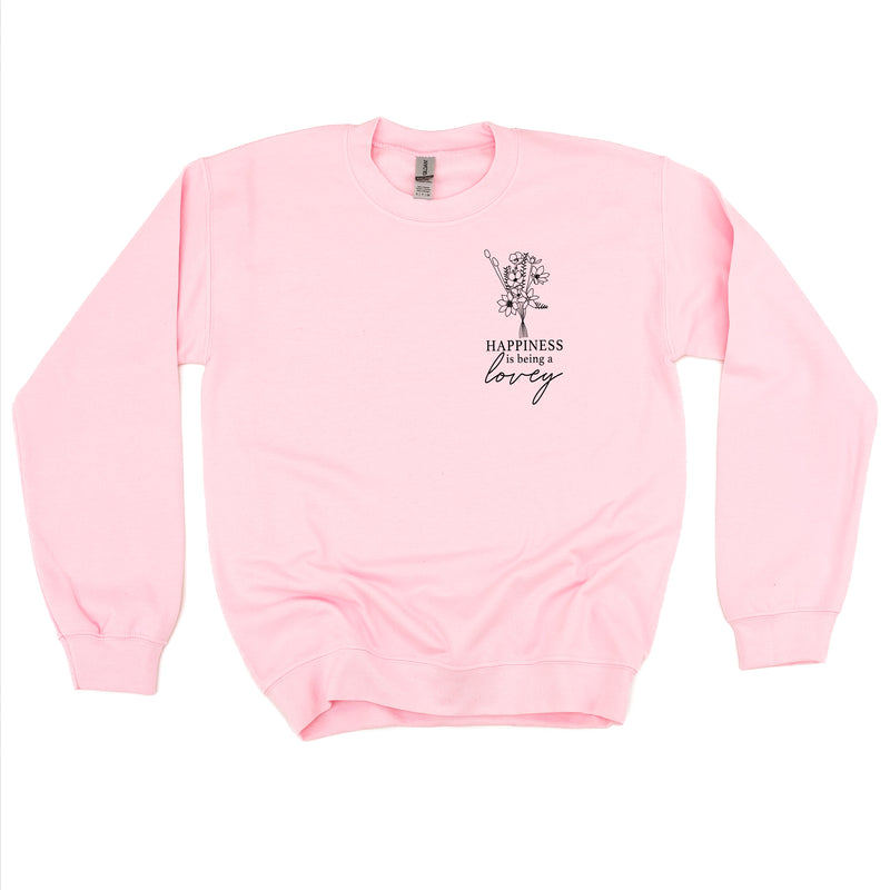 Bouquet Style - Happiness is Being a LOVEY - BASIC FLEECE CREWNECK