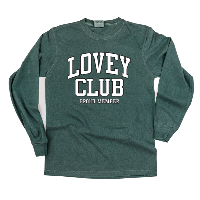 Varsity Style - LOVEY Club - Proud Member - LONG SLEEVE COMFORT COLORS TEE