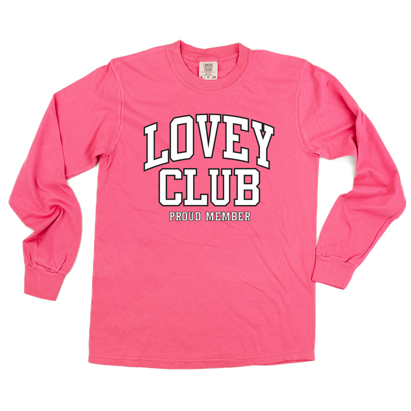 Varsity Style - LOVEY Club - Proud Member - LONG SLEEVE COMFORT COLORS TEE