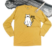 Ghost Kitty - Long Sleeve Comfort Colors Tee Little Mama Shirt Shop