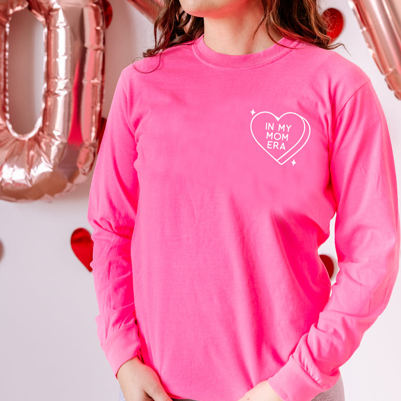 Embroidered LONG SLEEVE Comfort Colors Tee - In My Mom Era - Conversation Heart