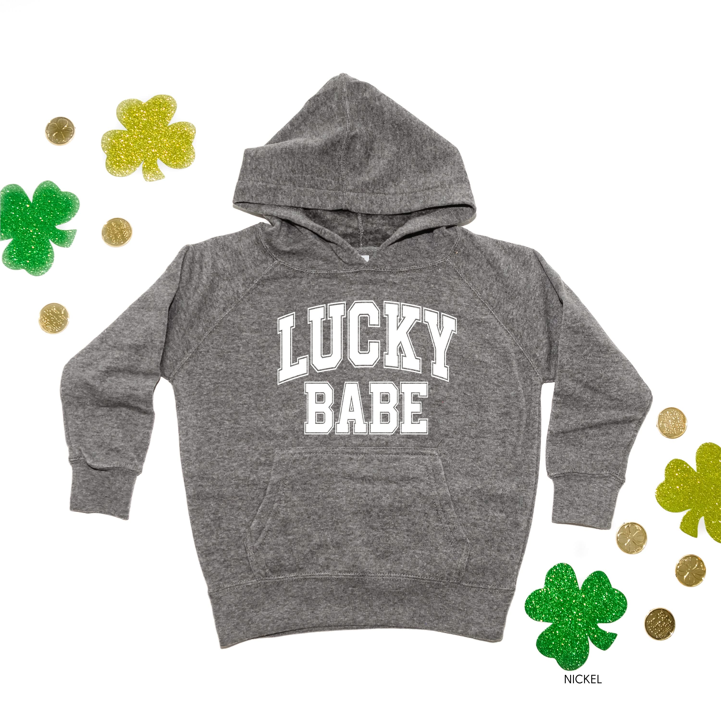 Lucky Babe - Varsity Outline - Child HOODIE Little Mama Shirt Shop
