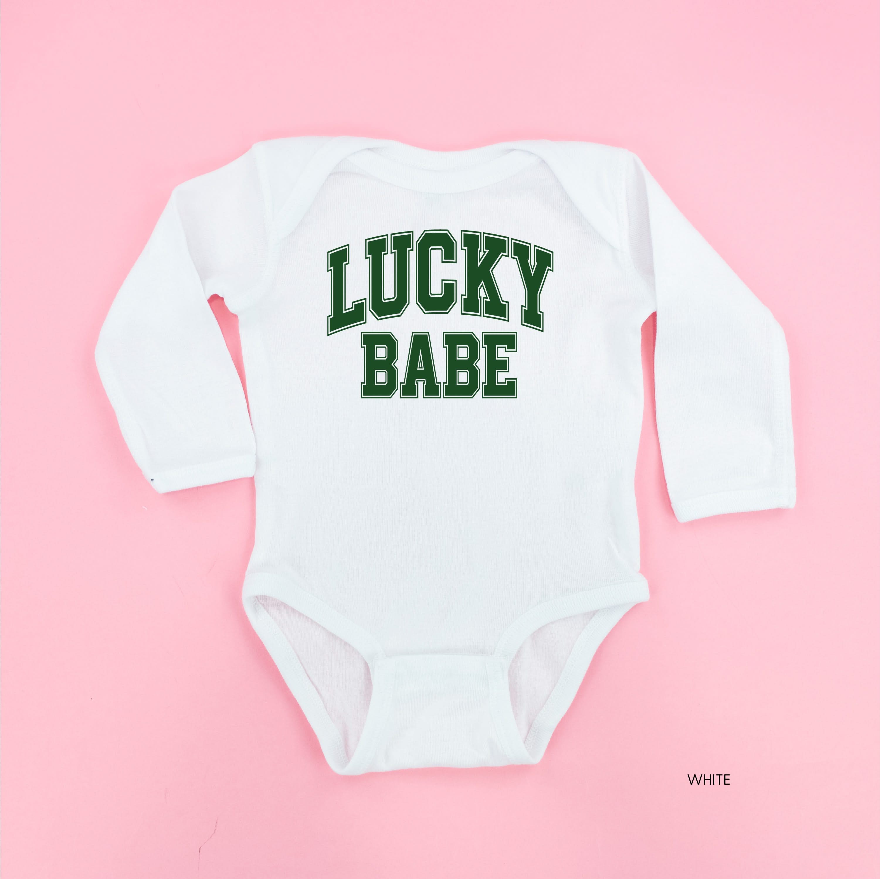 Lucky Babe - Varsity Outline - Child LONG SLEEVE Tee Little Mama Shirt Shop
