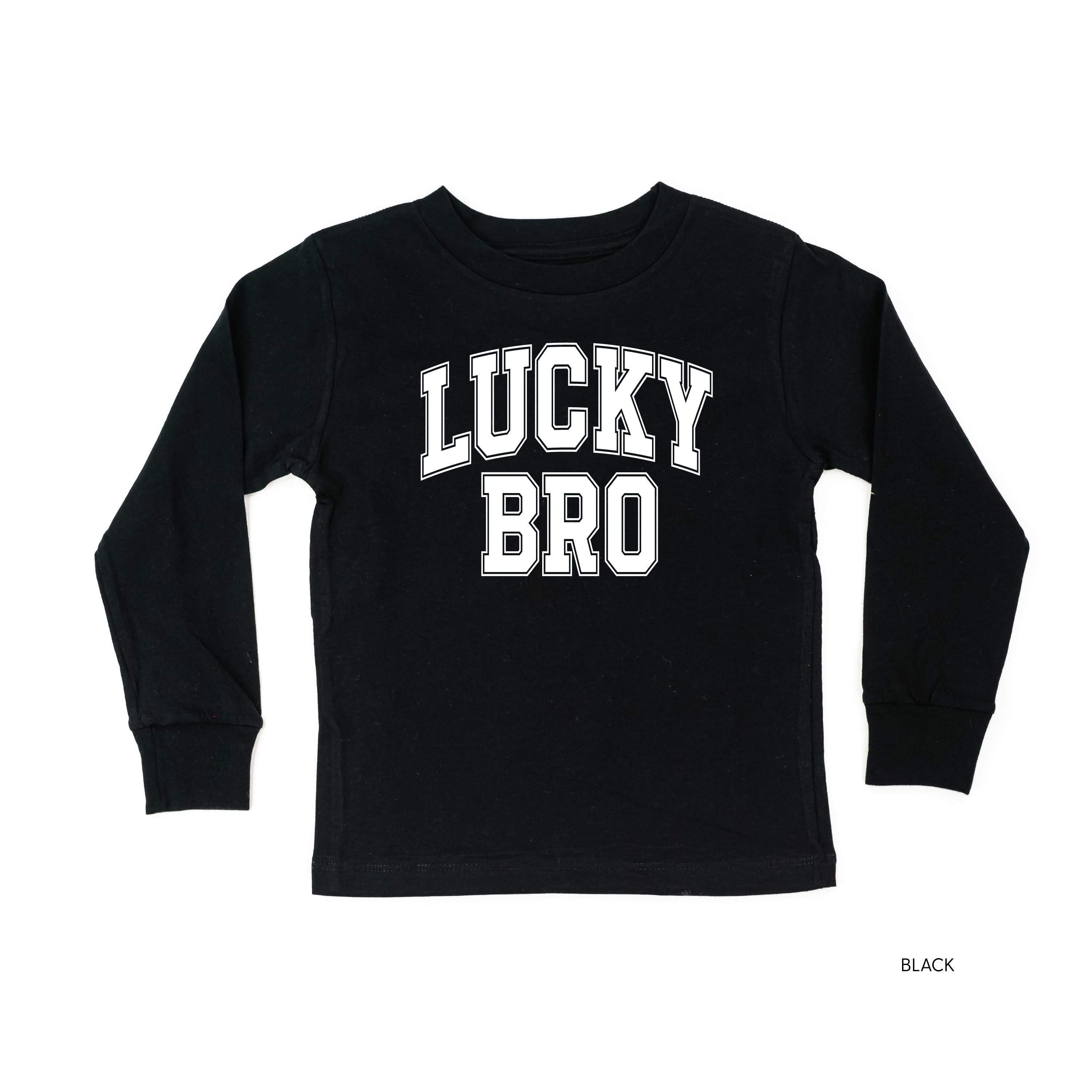 Lucky Bro - Varsity Outline - Child LONG SLEEVE TEE Little Mama Shirt Shop