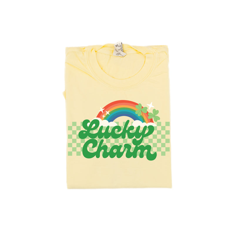 Lucky Charm w/ Checkers & Rainbow - SHORT SLEEVE COMFORT COLORS TEE