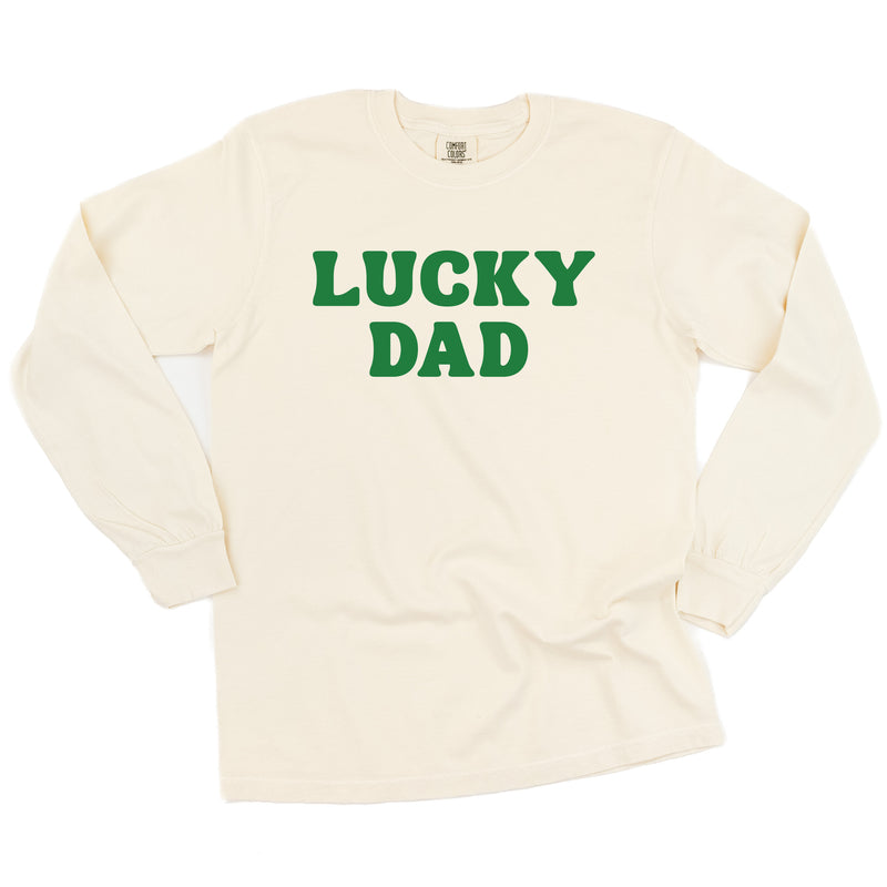 LUCKY DAD  (BLOCK FONT) - LONG SLEEVE COMFORT COLORS TEE
