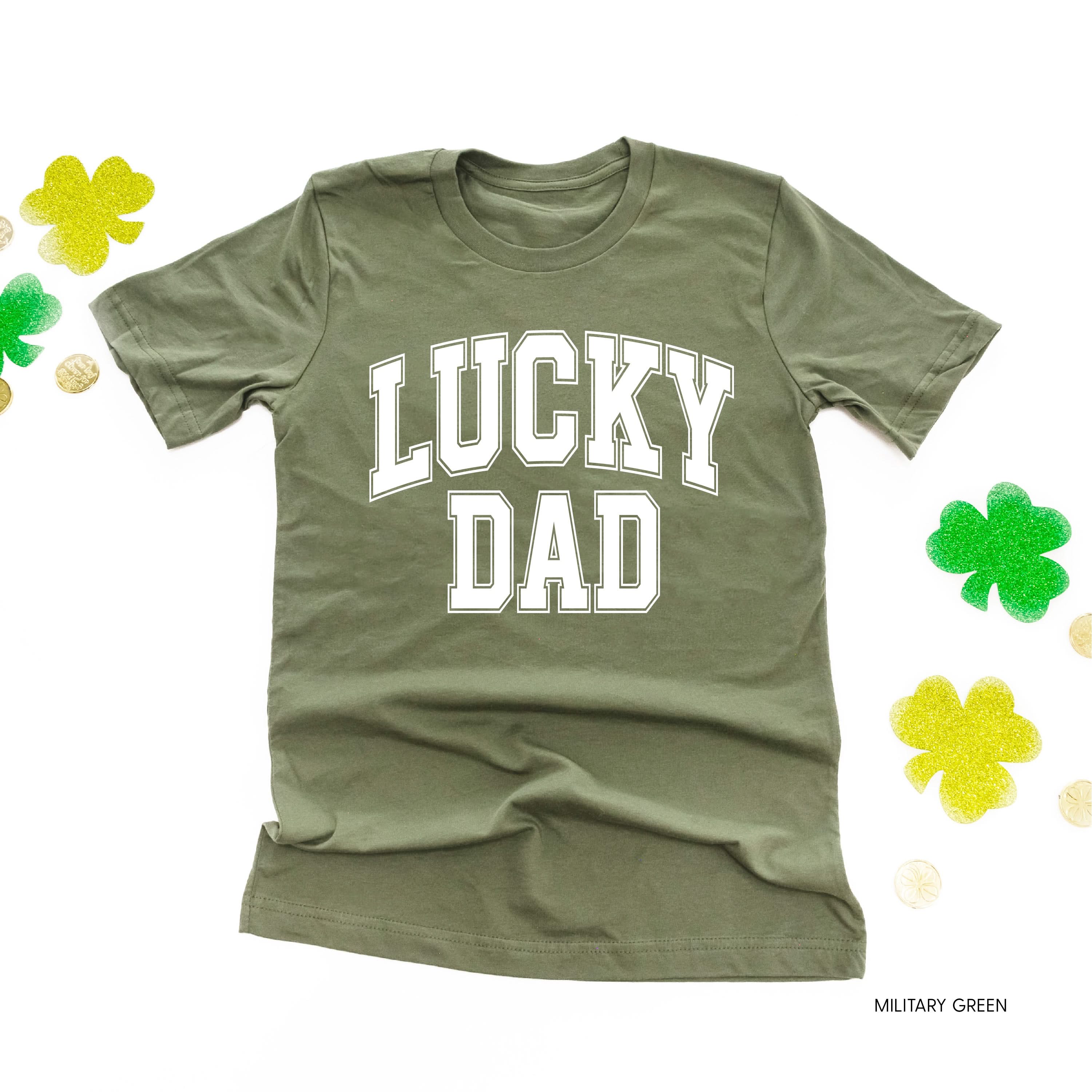 Lucky Dad - Varsity Outline - Unisex Tee Little Mama Shirt Shop