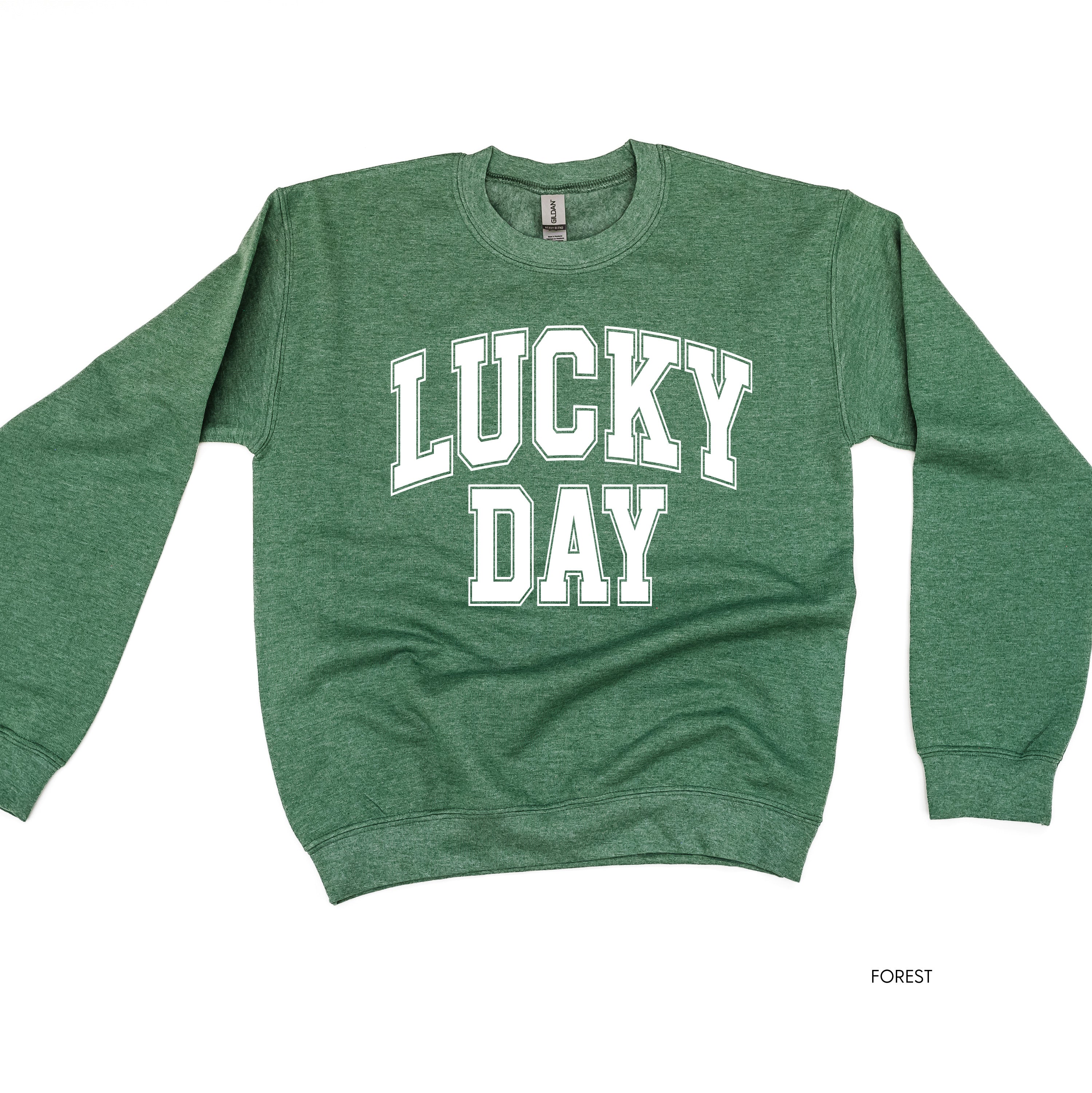 Lucky Day - Varsity Outline - BASIC Fleece Little Mama Shirt Shop LLC
